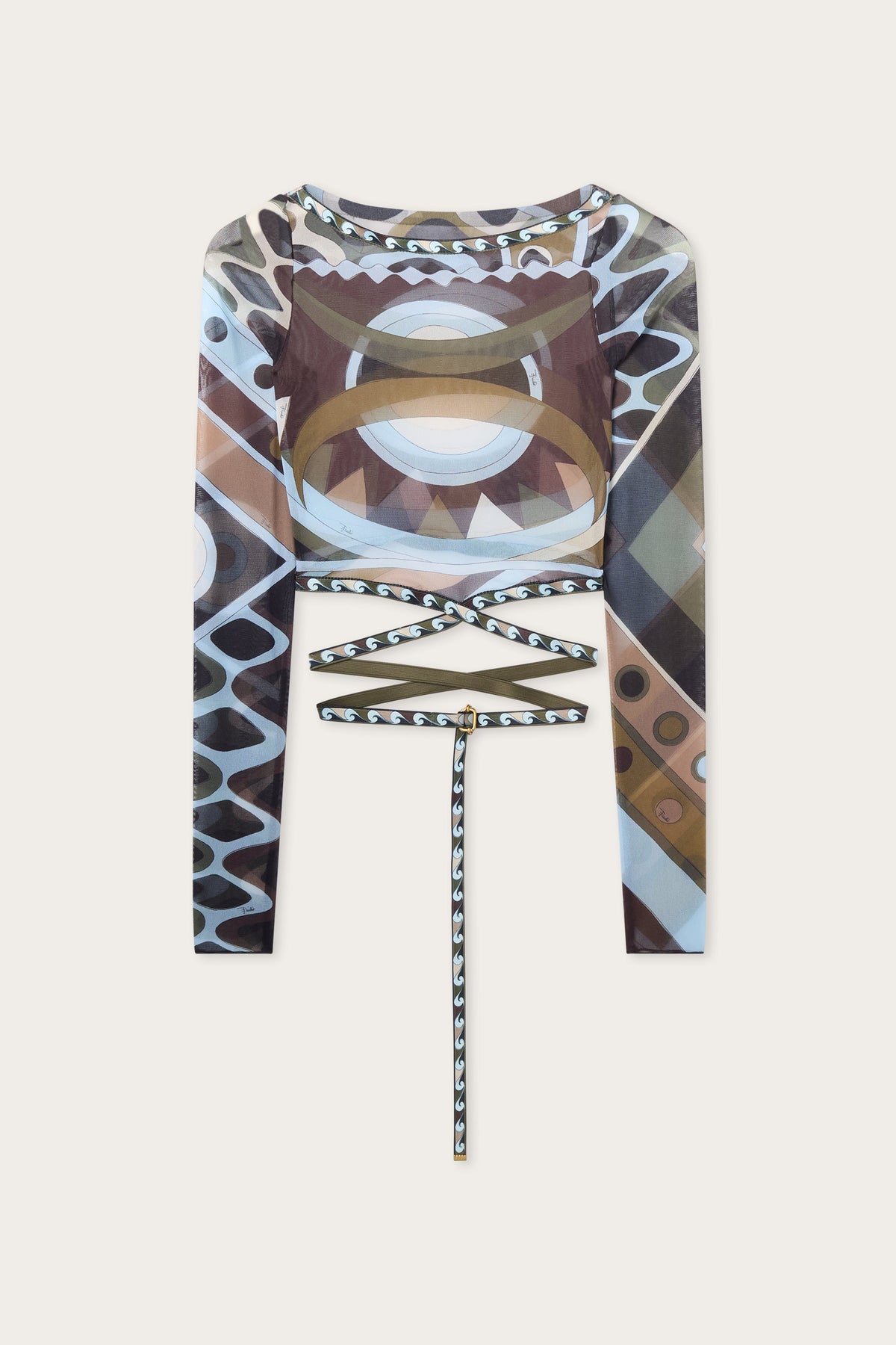 Pucci Vivara Print Tulle Crop Top