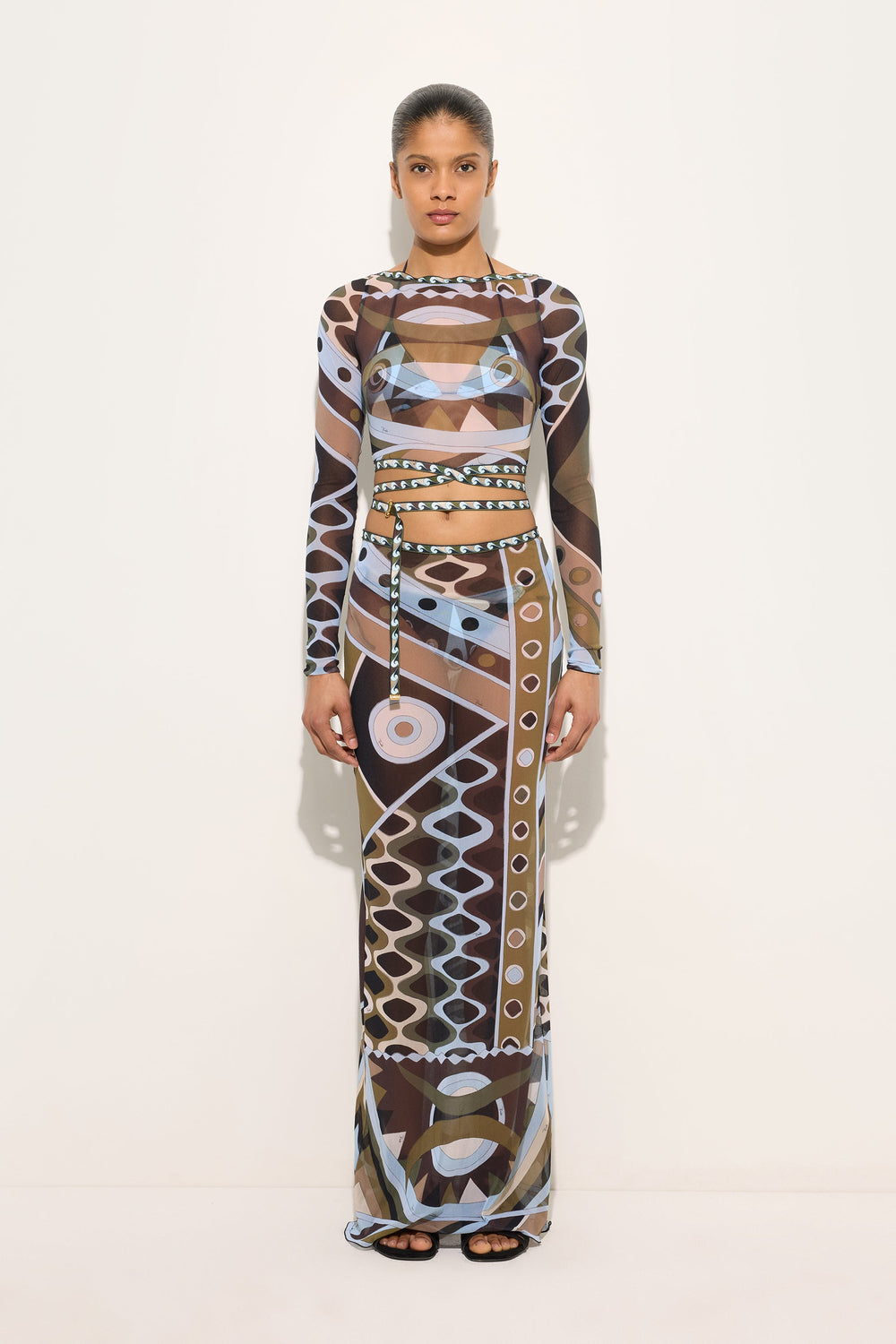 Pucci Vivara Print Tulle Crop Top