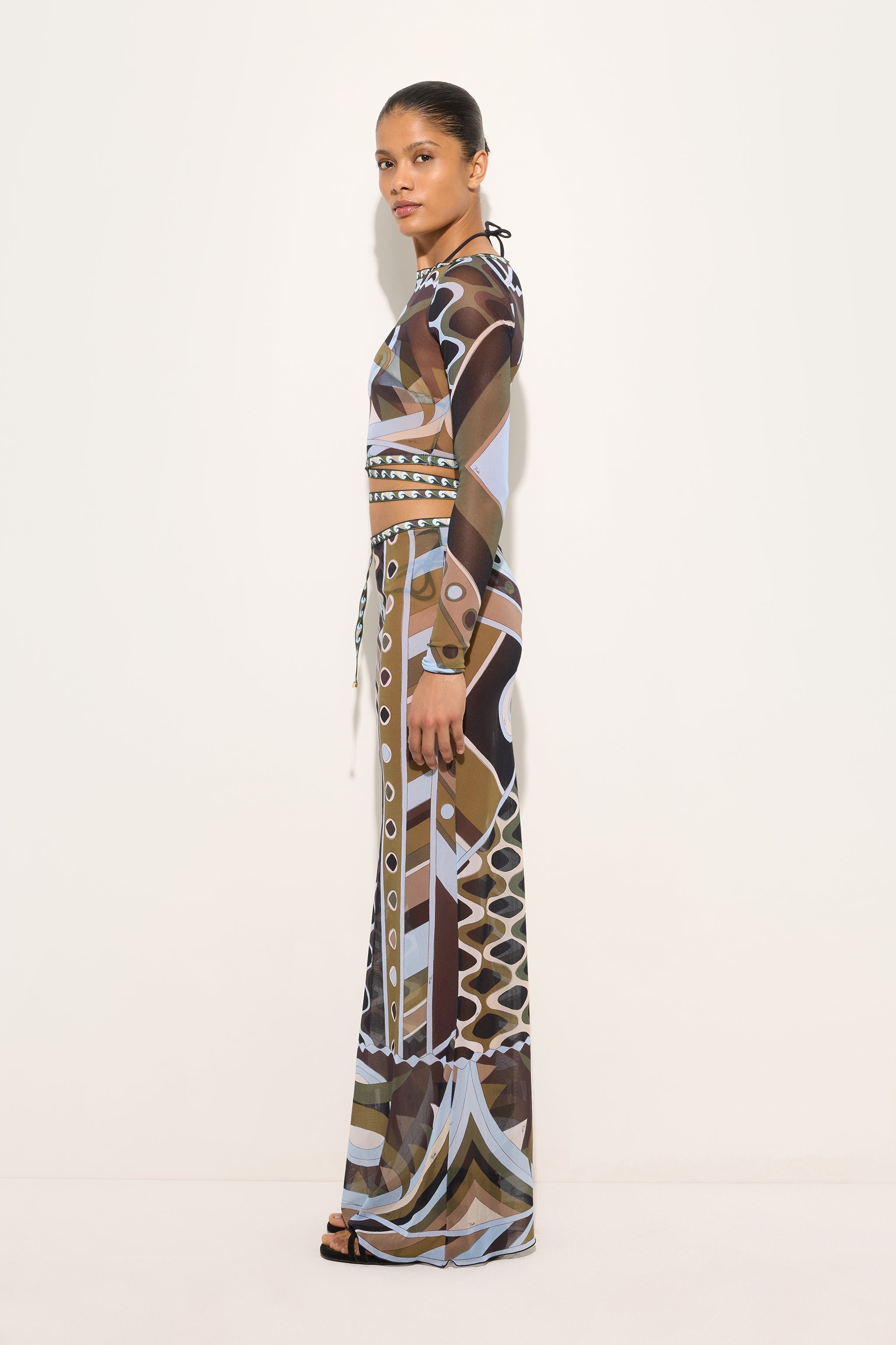 Pucci Vivara Print Tulle Crop Top