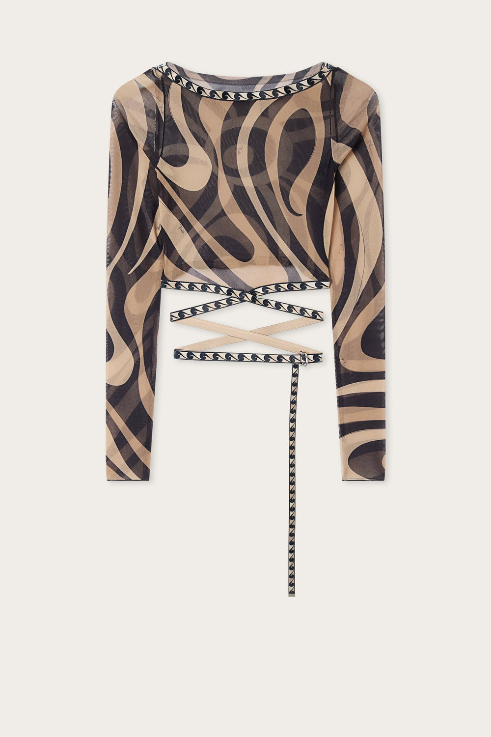Pucci Marmo Print Tulle Crop Top