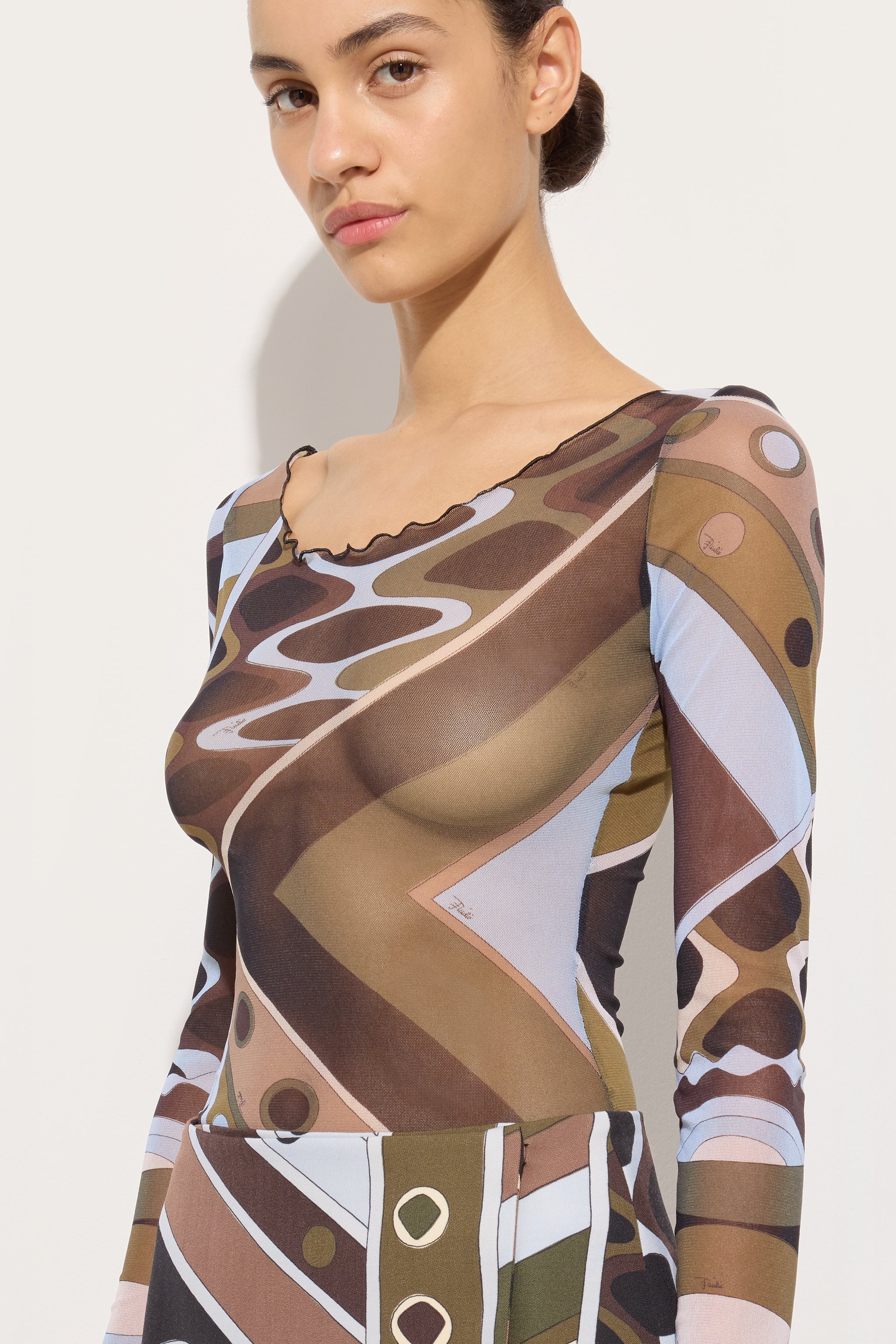 Pucci Vivara Print Tulle Top
