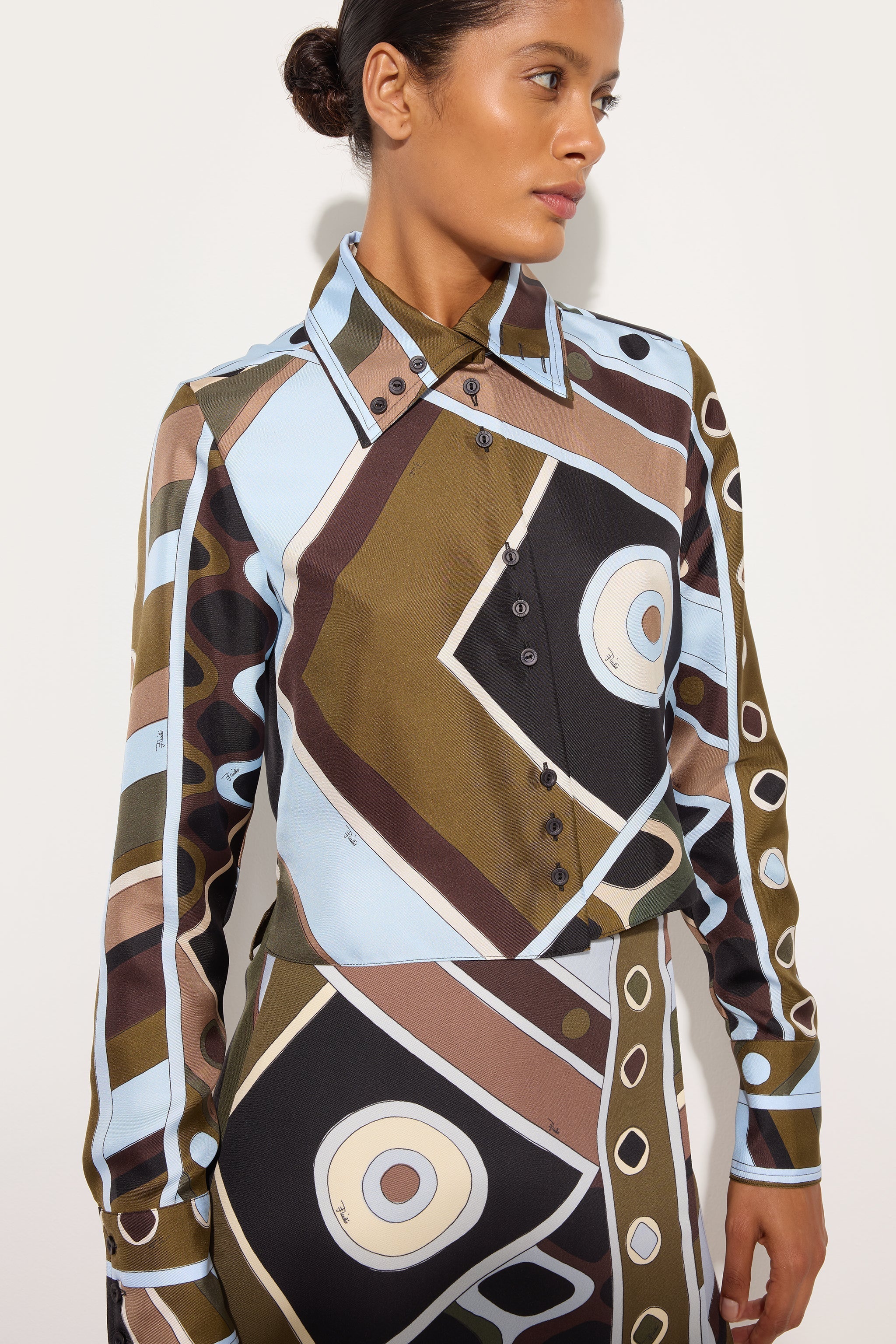 Pucci Vivara Print Silk Crop Shirt