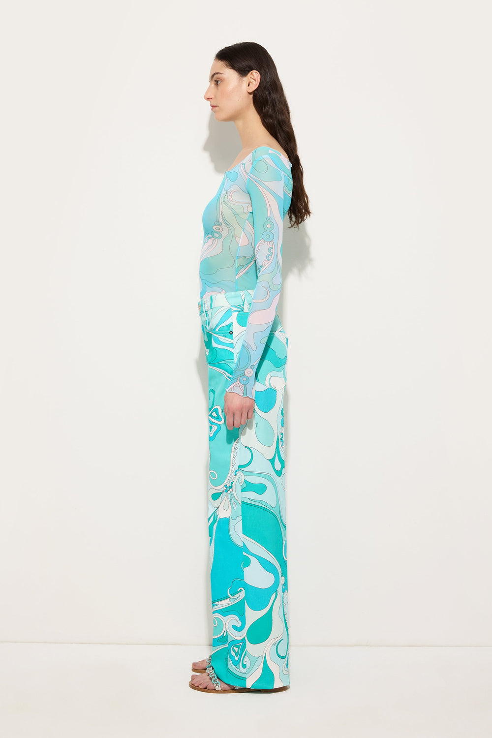 Pucci Orchidee Print Tulle Top