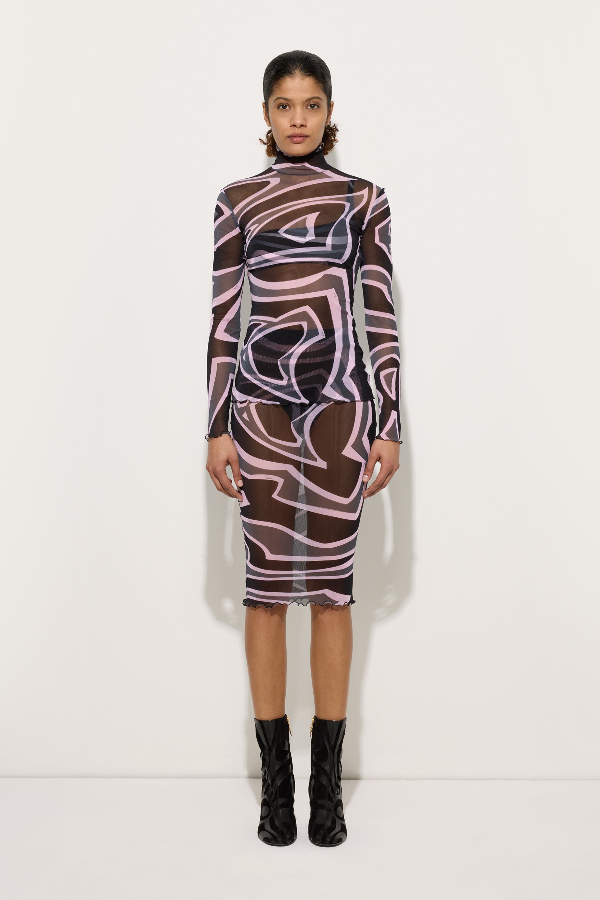 Pucci Labirinto Print Tulle Top