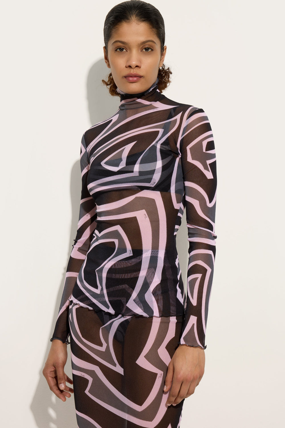 Pucci Labirinto Print Tulle Top