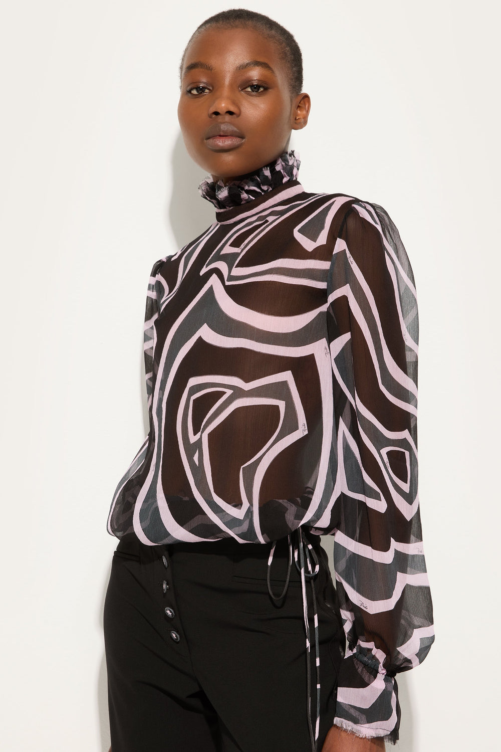 Pucci Labirinto Print Blouse with Balloon Sleeves