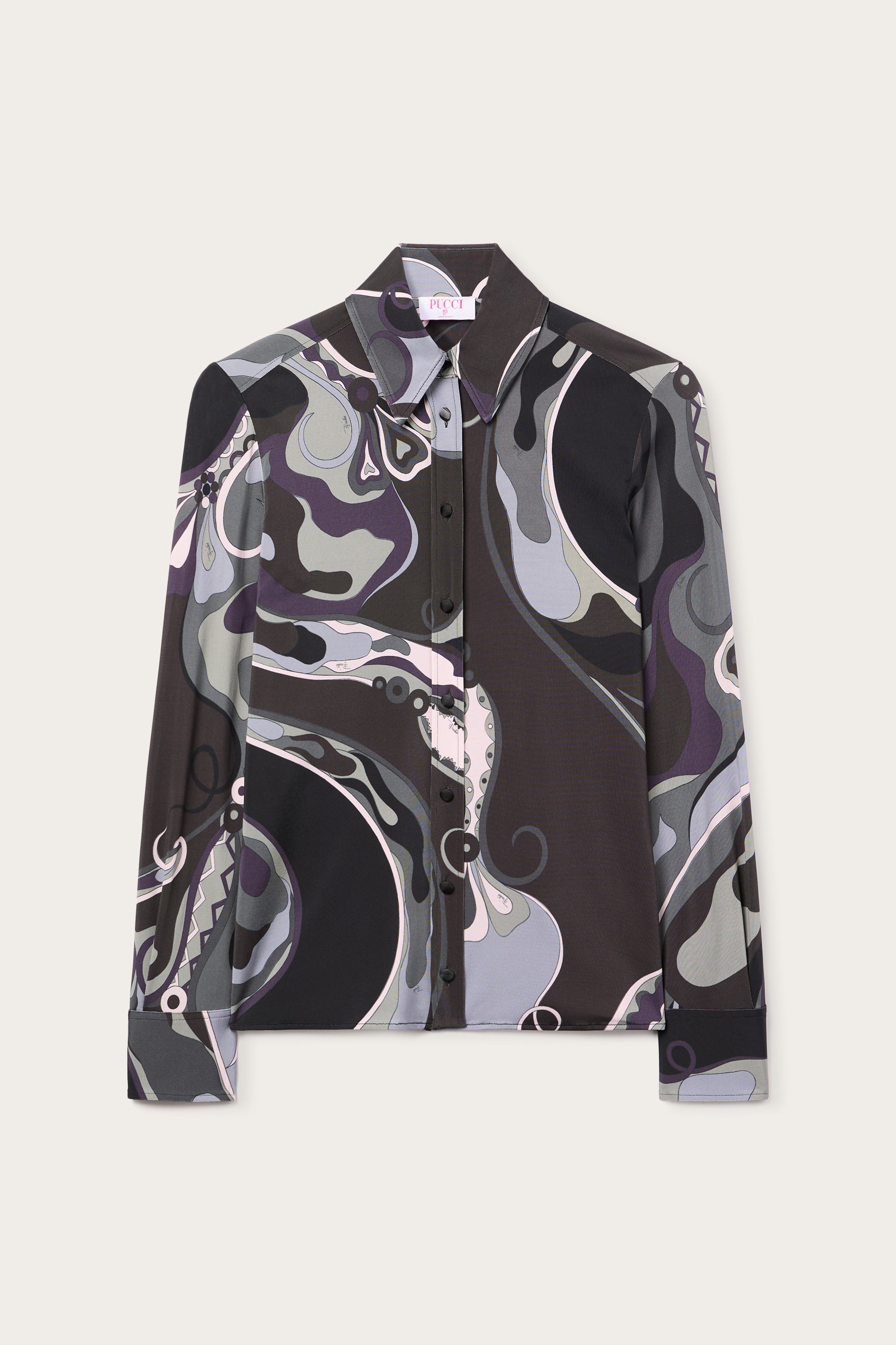 Pucci Orchidee Print Satin Jersey Shirt