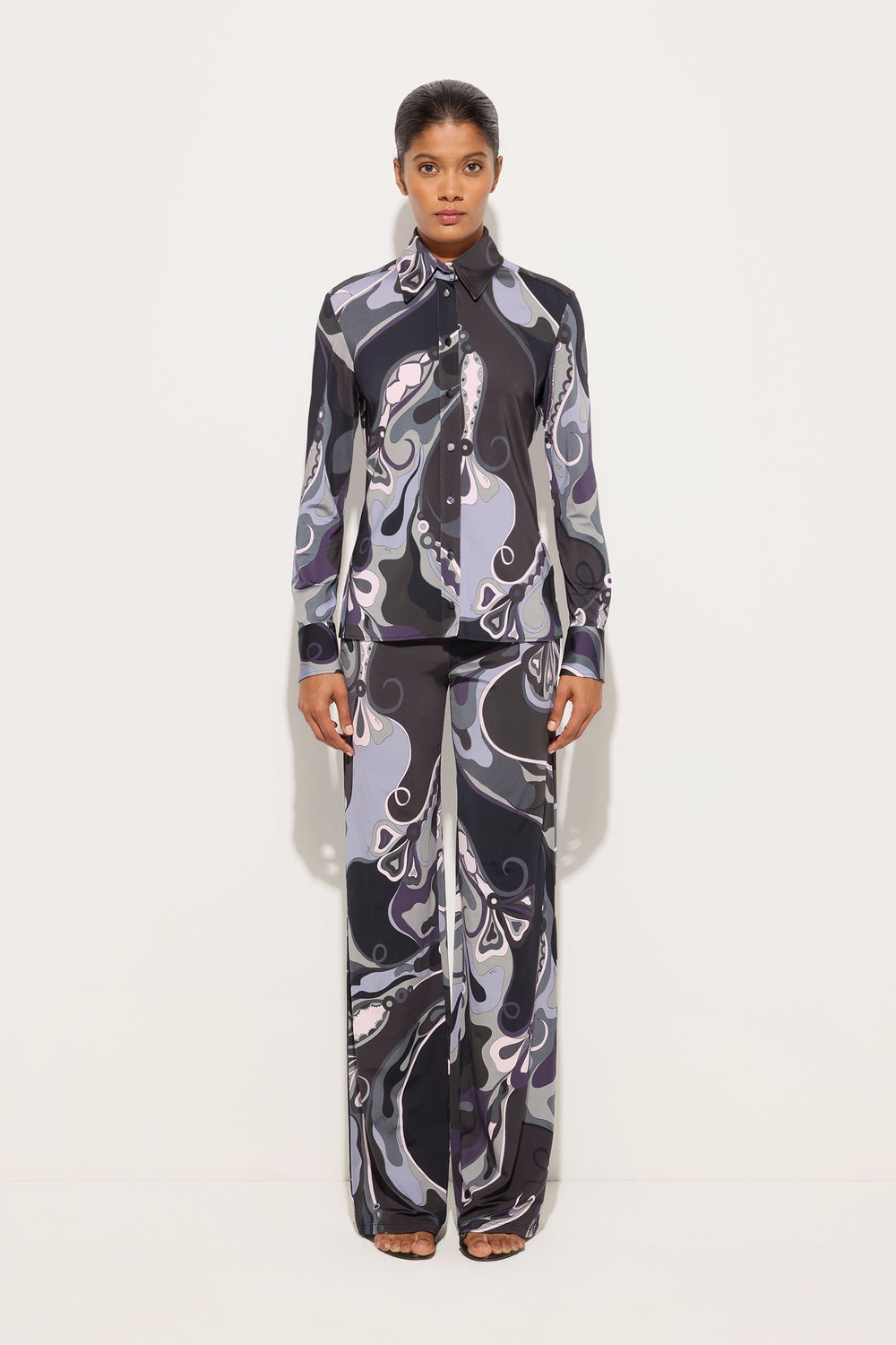 Pucci Orchidee Print Satin Jersey Shirt