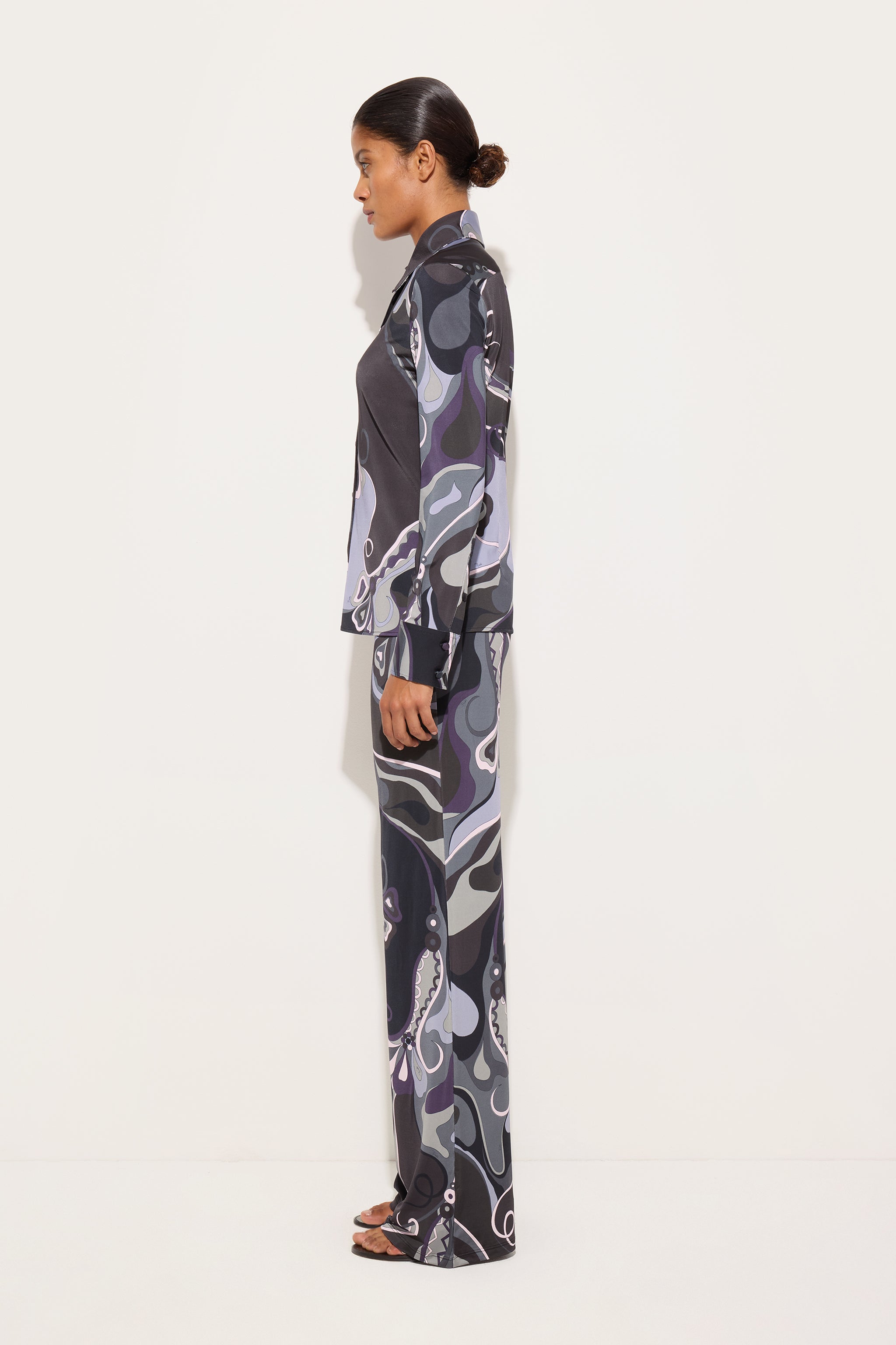 Pucci Orchidee Print Satin Jersey Shirt