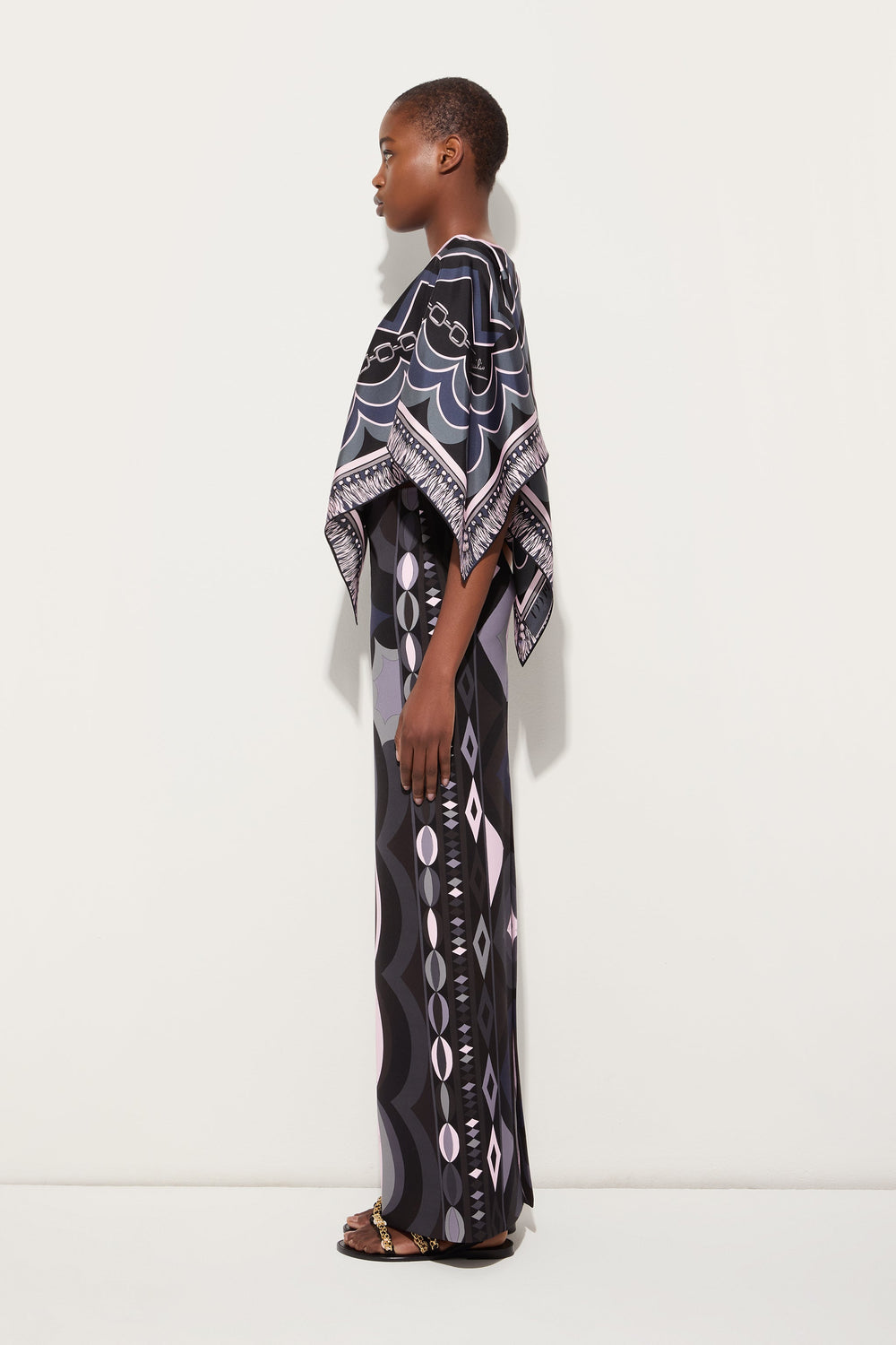 Pucci Istrice Print Silk Cape Blouse