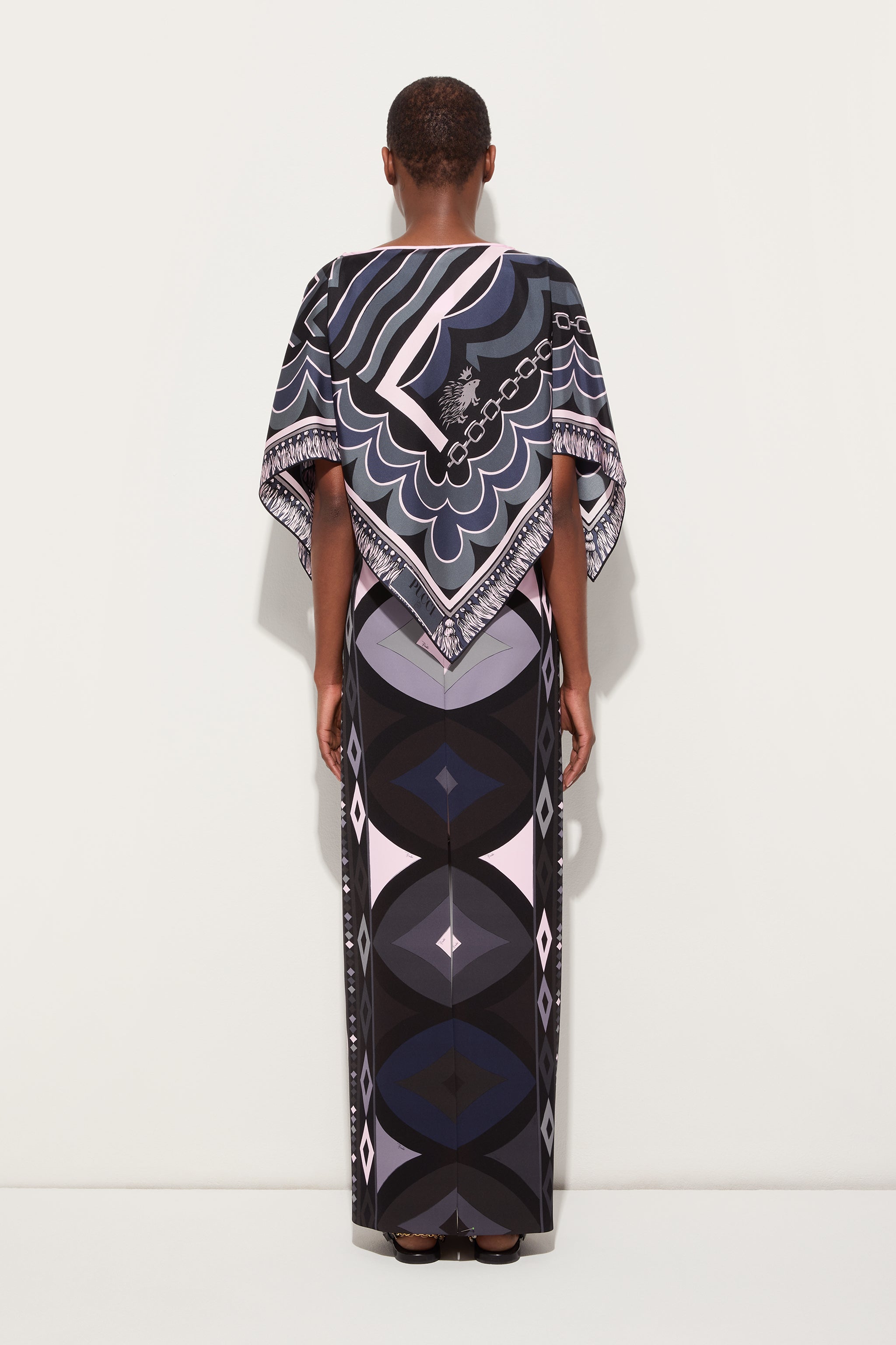 Pucci Istrice Print Silk Cape Blouse