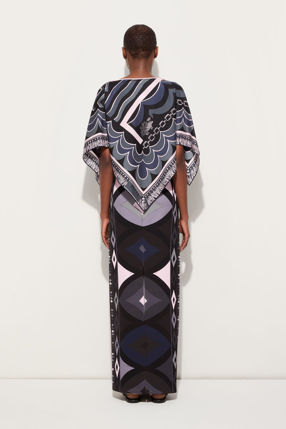 Pucci Istrice Print Silk Cape Blouse