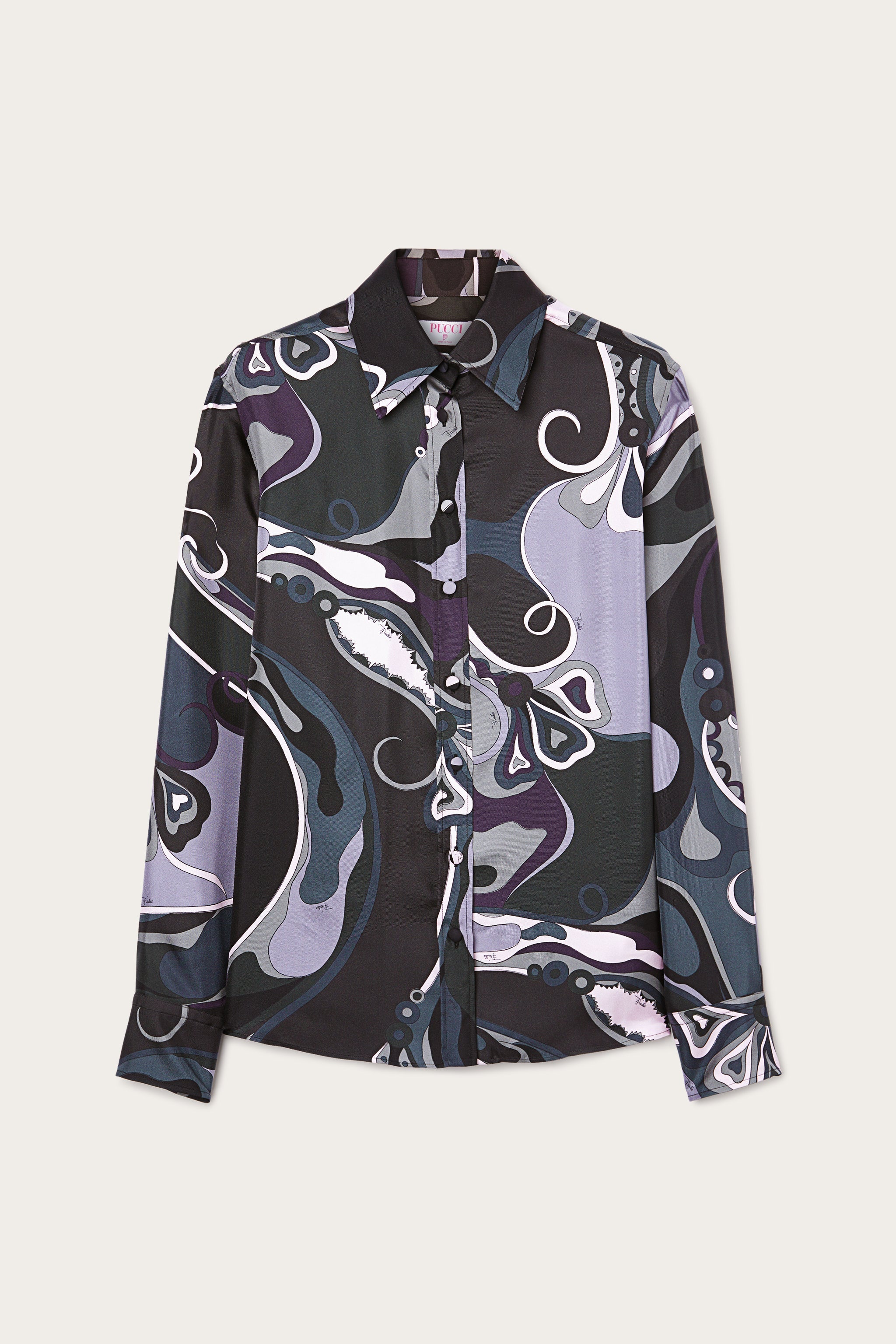 Pucci Orchidee Print Silk Twill Shirt