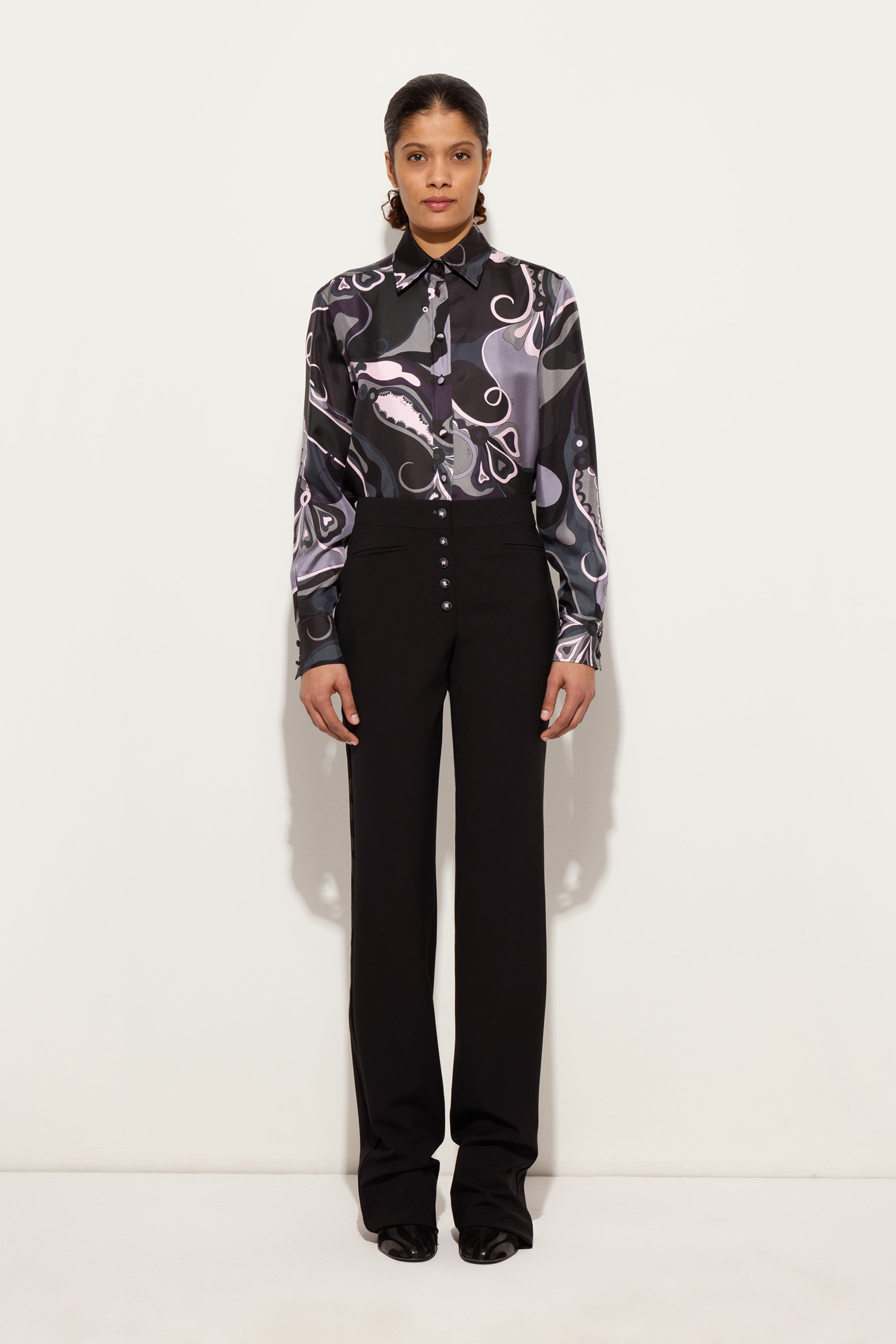 Pucci Orchidee Print Silk Twill Shirt