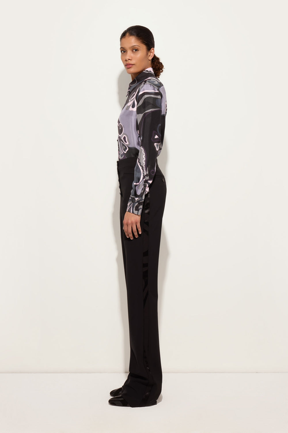 Pucci Orchidee Print Silk Twill Shirt