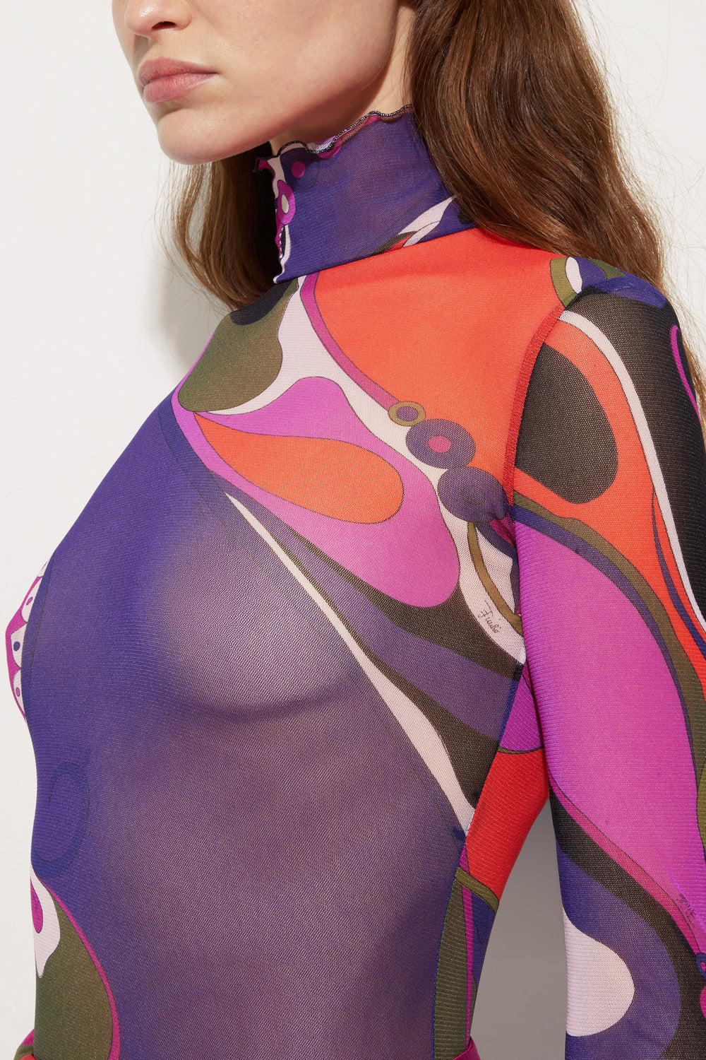 Pucci Orchidee Print Tulle Top