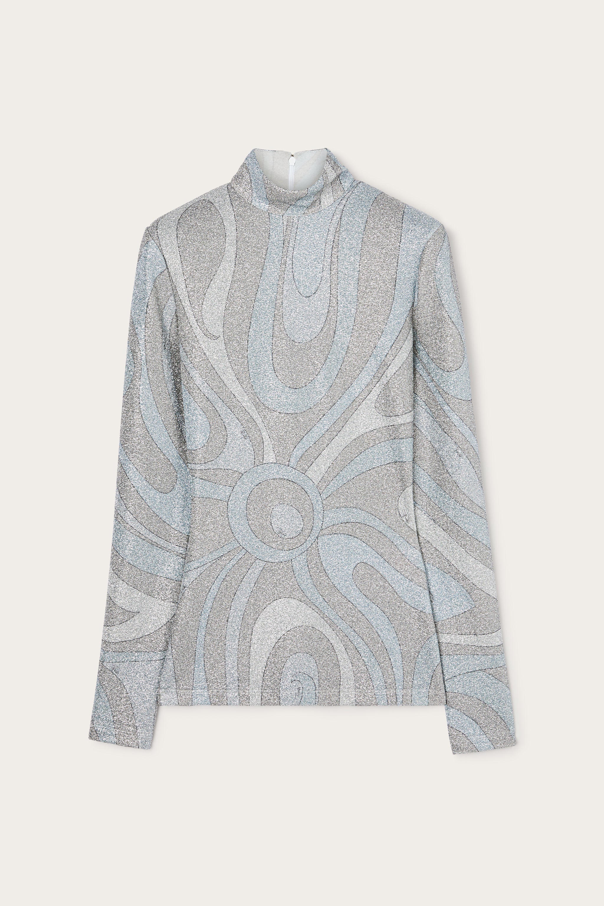 Pucci Marmo Print High-neck Lamé Top