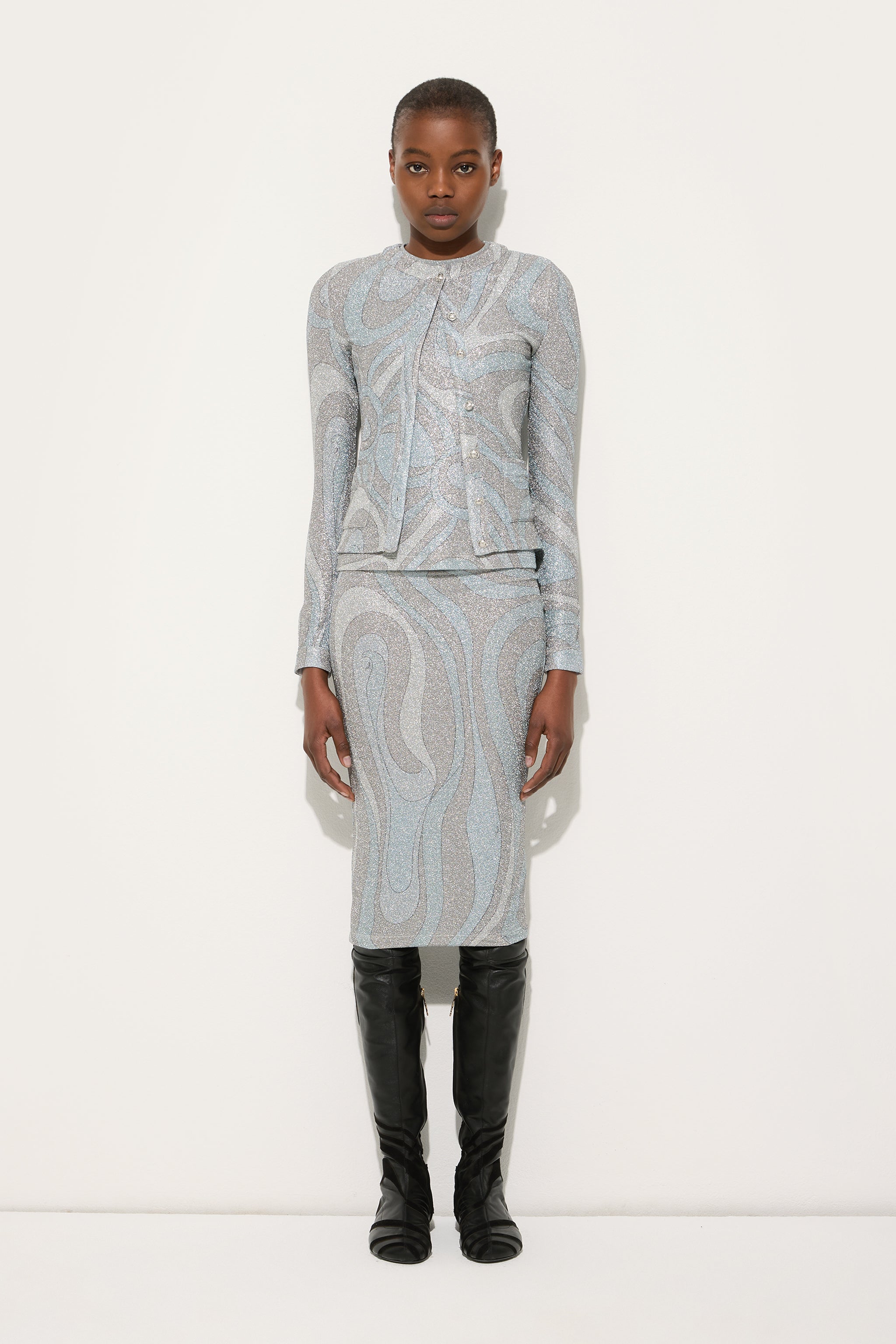 Pucci Marmo Jersey Lamé Cardigan