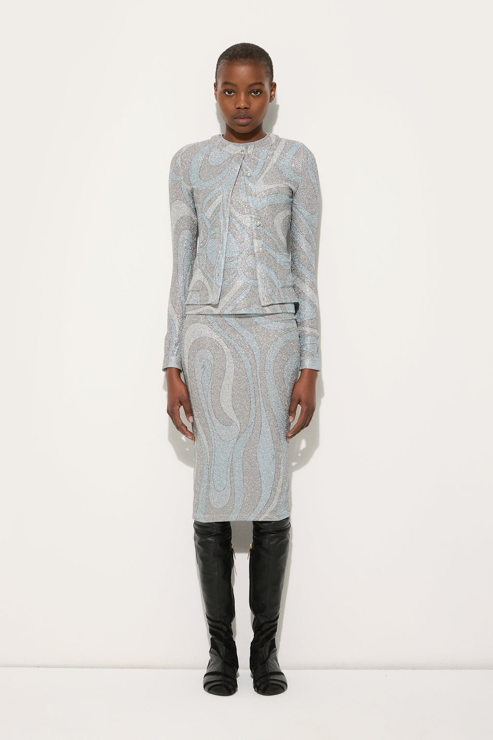Pucci Marmo Jersey Lamé Cardigan