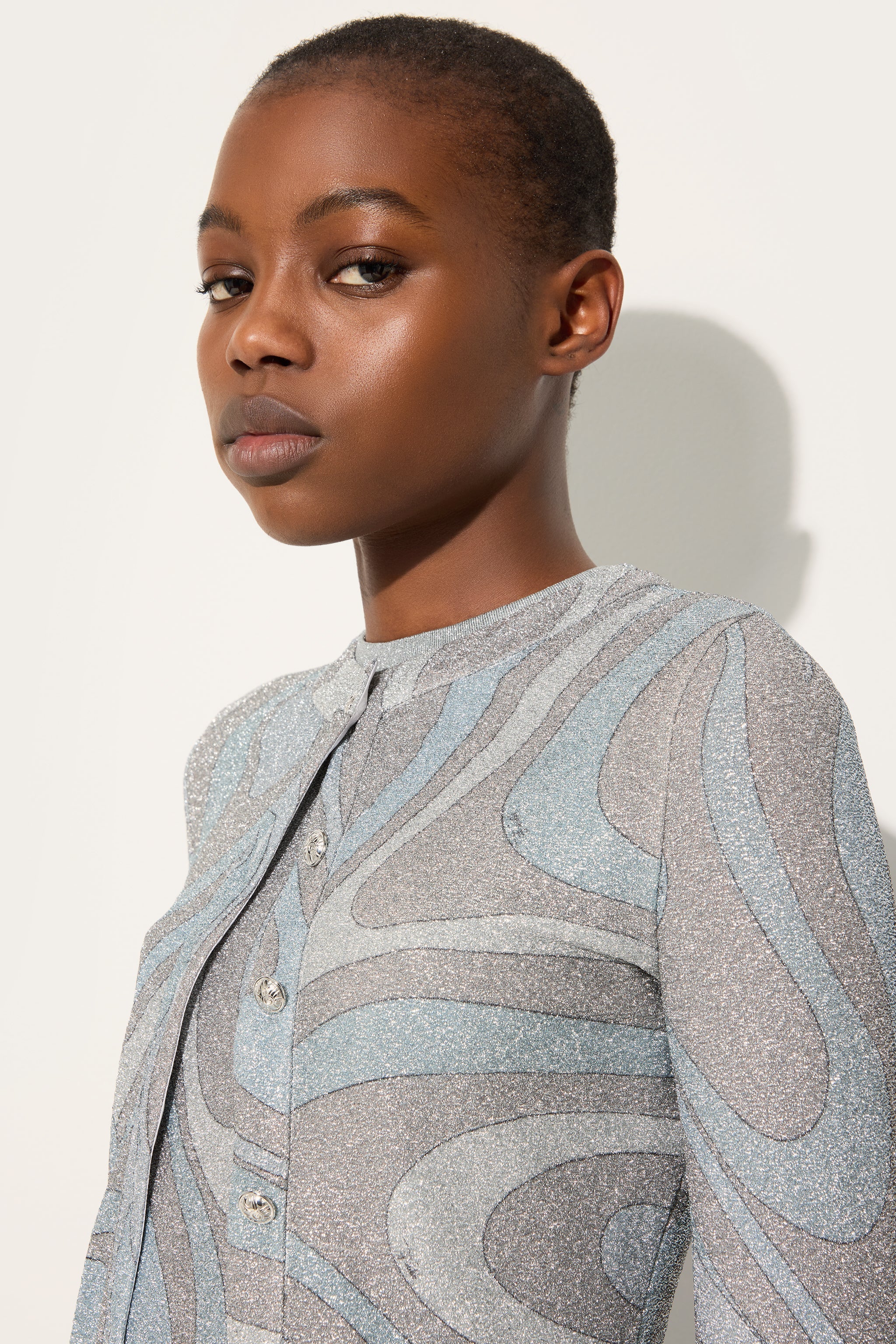 Pucci Marmo Jersey Lamé Cardigan