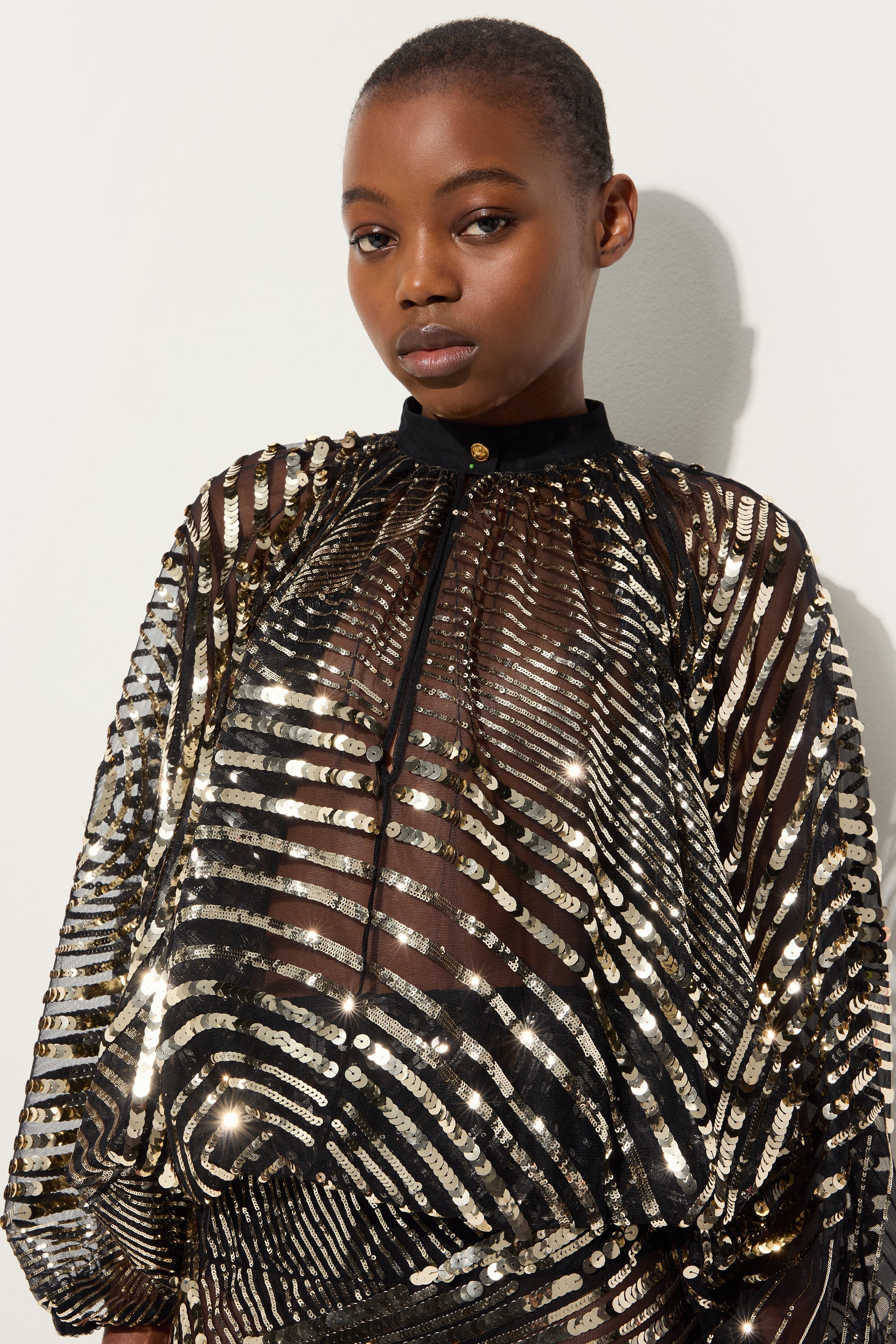 Pucci Iride Print Embroidered Tulle Blouse