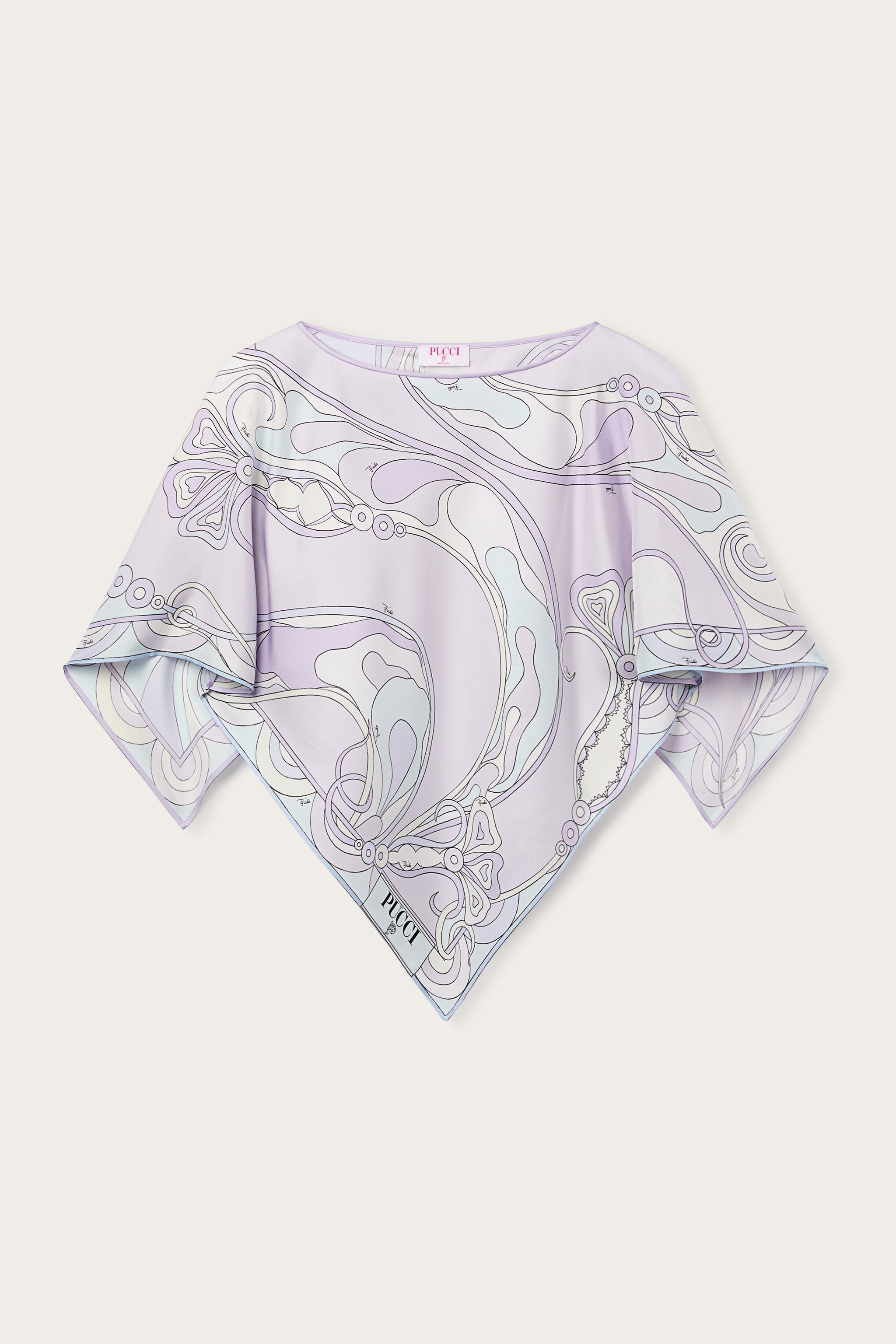 Pucci Orchidee Print Silk Cape Blouse