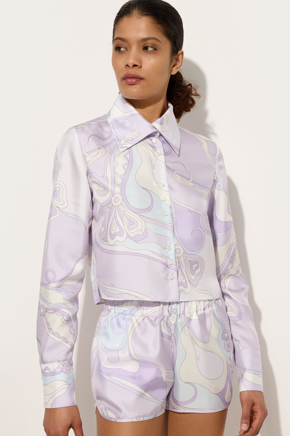 Pucci Orchidee Print Silk Twill Shirt