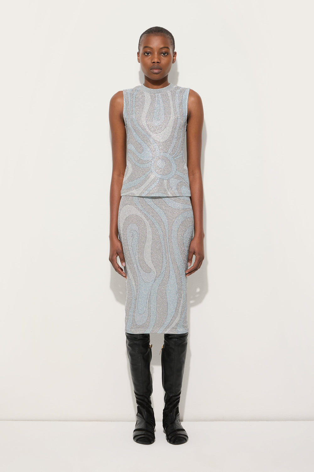 Pucci Marmo Print Lamé Jersey Top