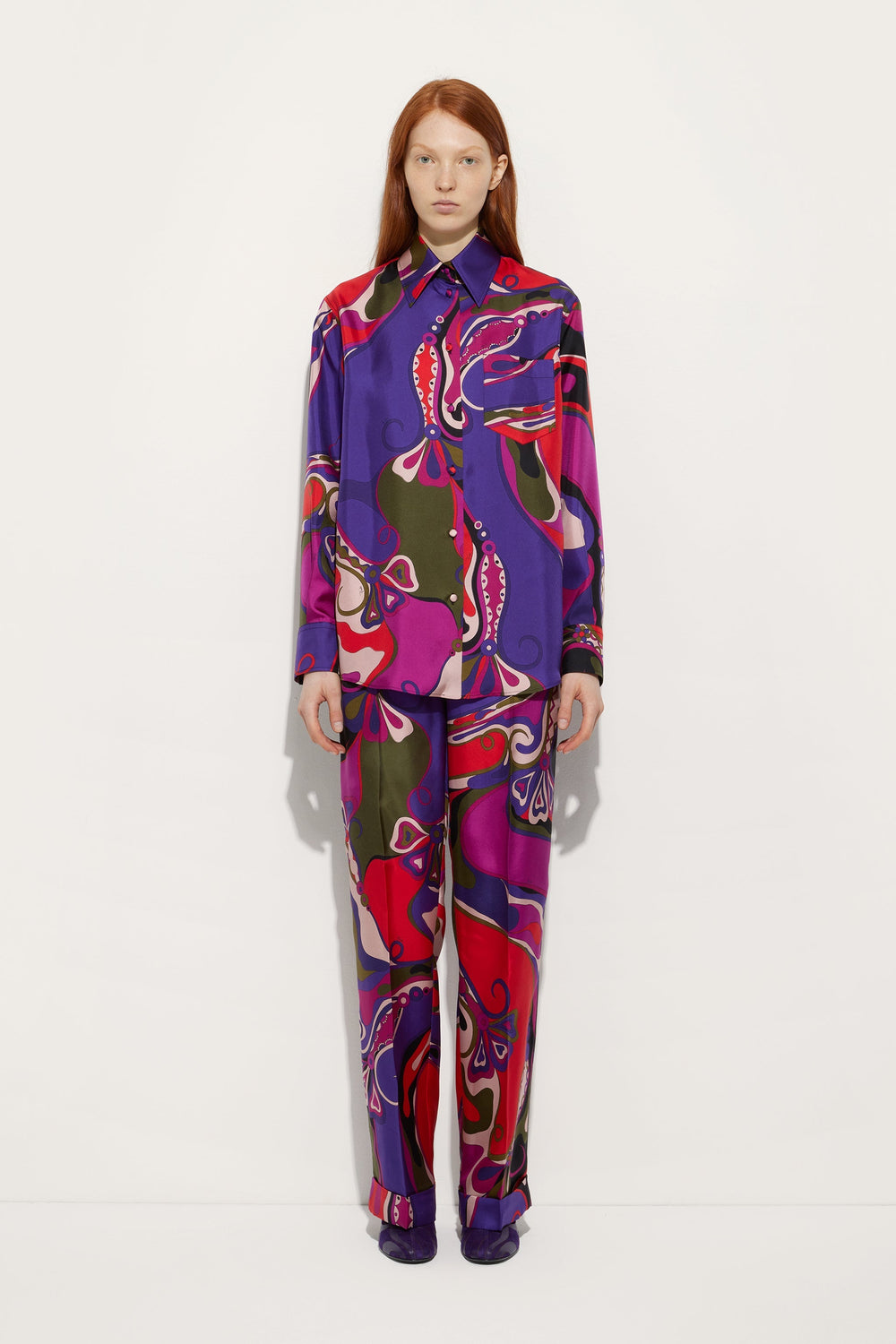 Pucci Orchidee Print Silk Pajama Trousers