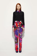 Pucci Orchidee Print Straight Velvet Pants