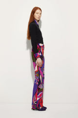 Pucci Orchidee Print Straight Velvet Pants