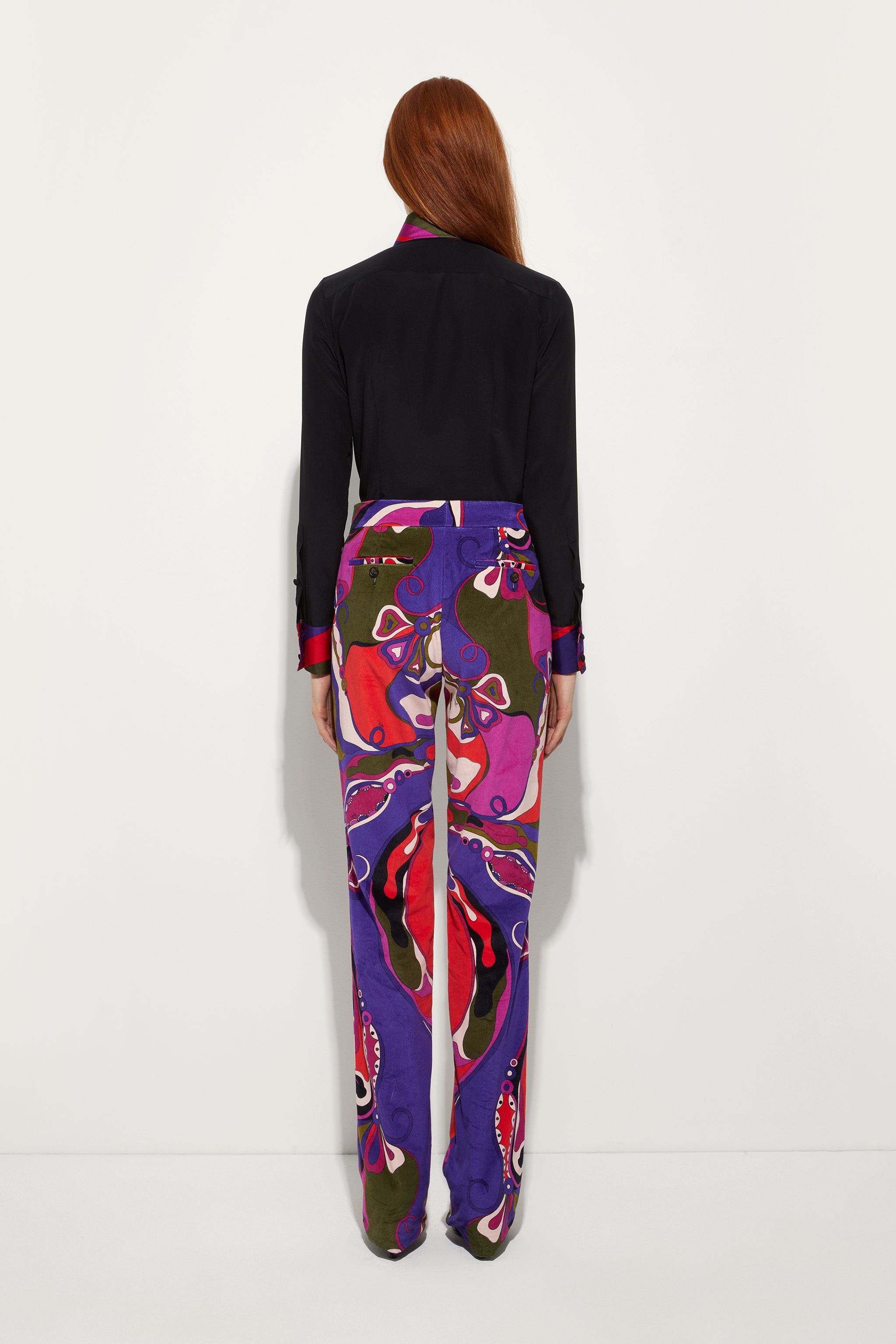 Pucci Orchidee Print Straight Velvet Pants