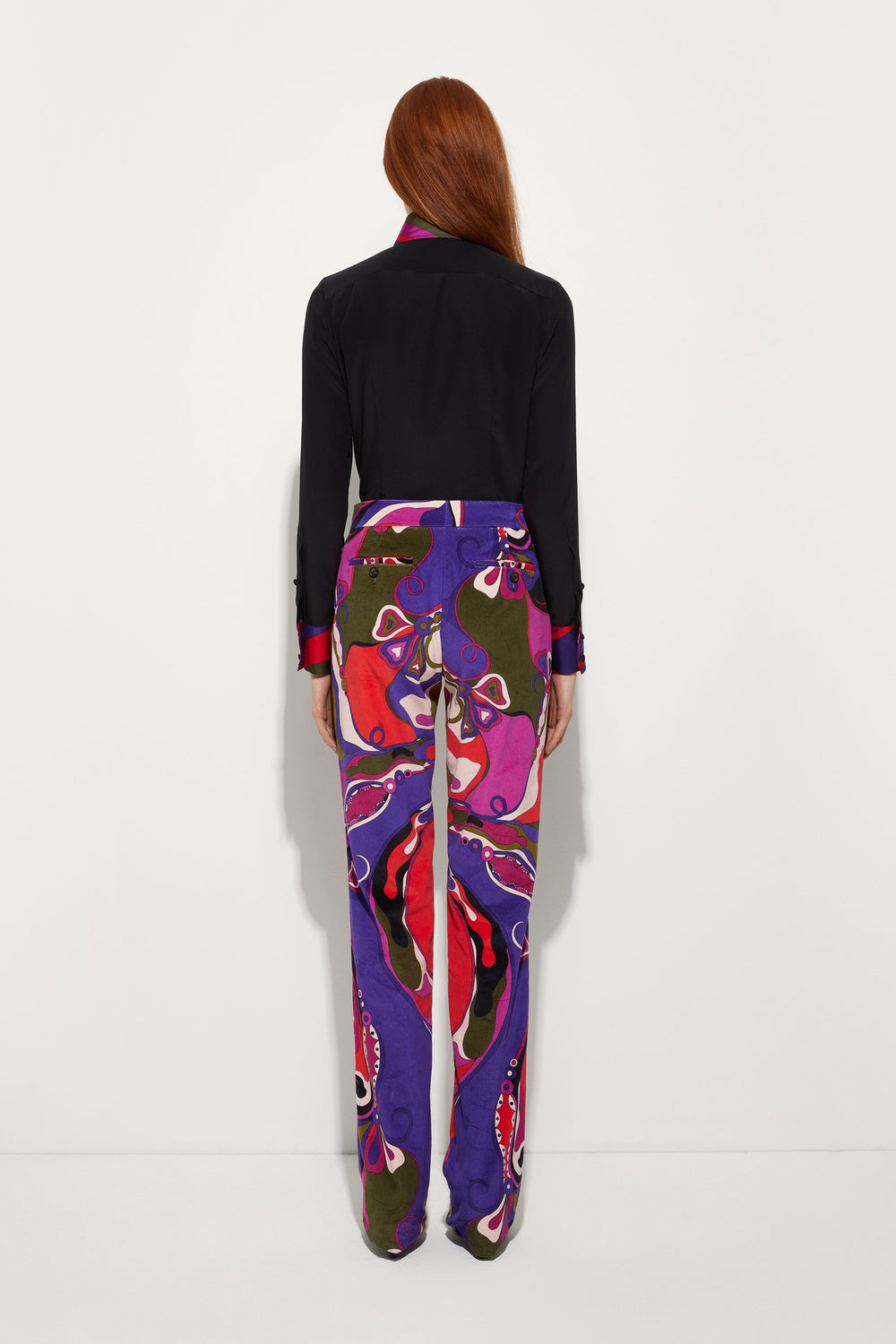 Pucci Orchidee Print Straight Velvet Pants