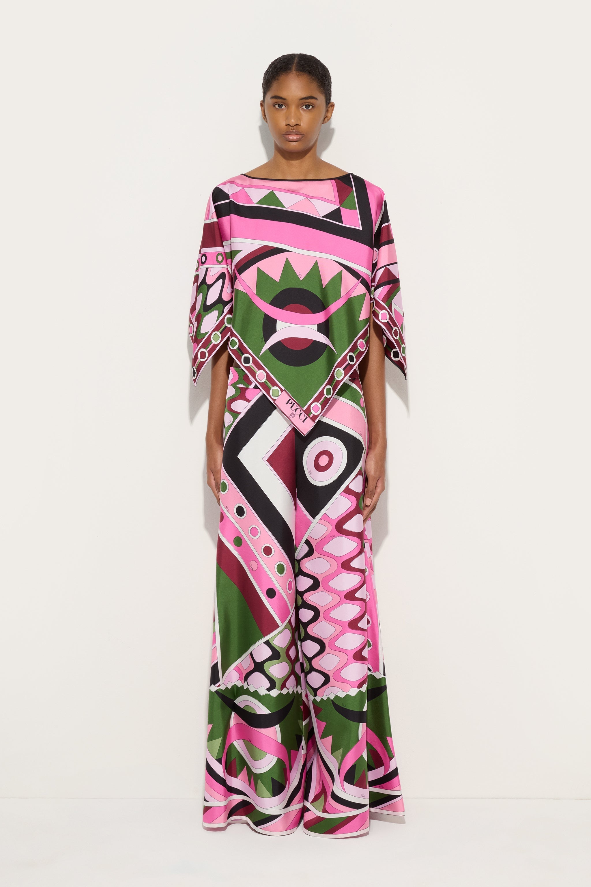 Pucci Vivara Print Wide Leg Silk Pants