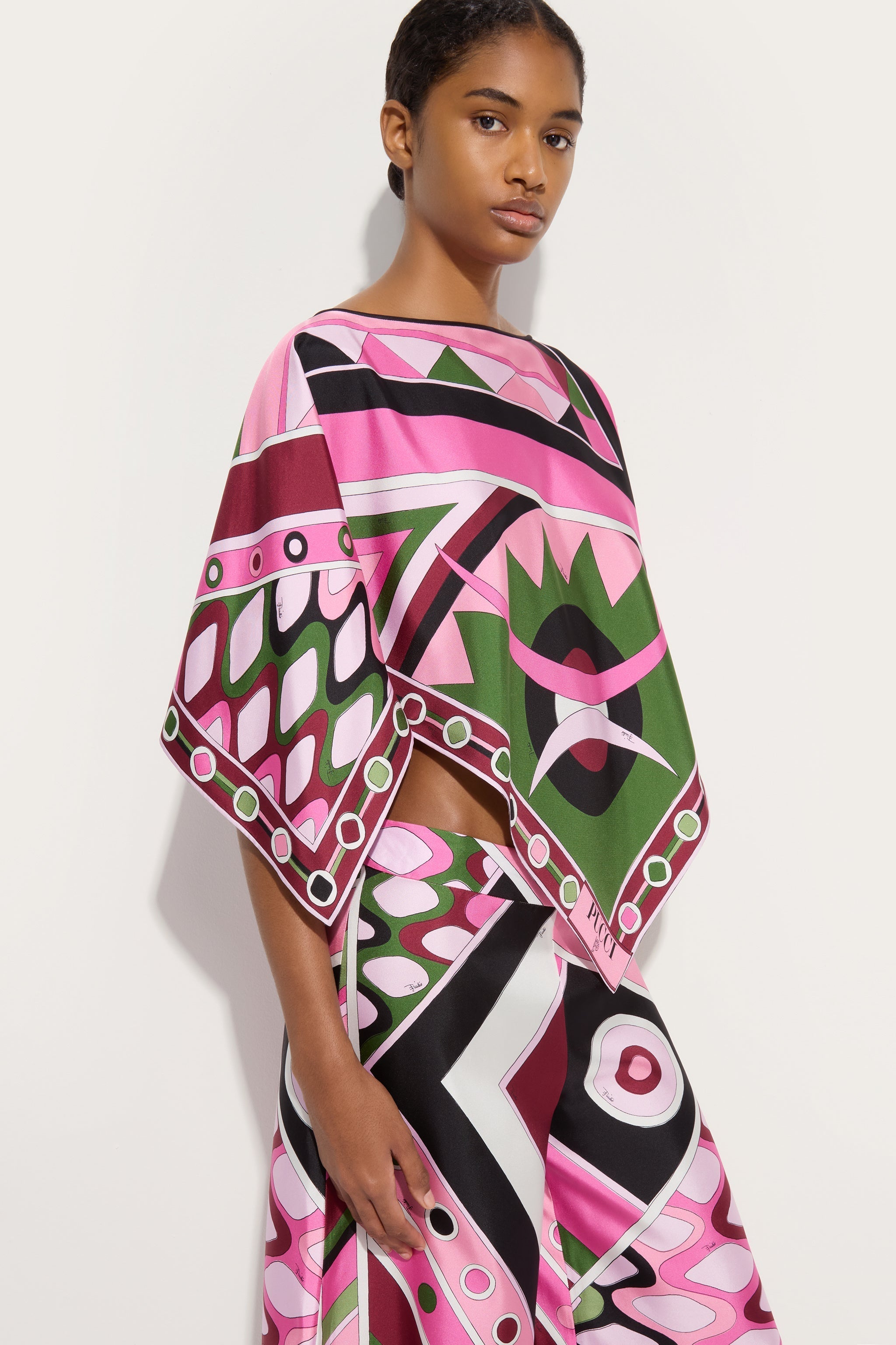 Pucci Vivara Print Wide Leg Silk Pants