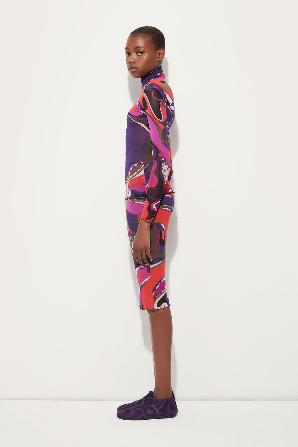 Pucci Orchidee Print Midi Skirt in Tulle