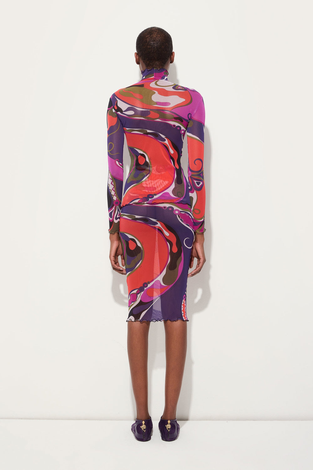 Pucci Orchidee Print Midi Skirt in Tulle