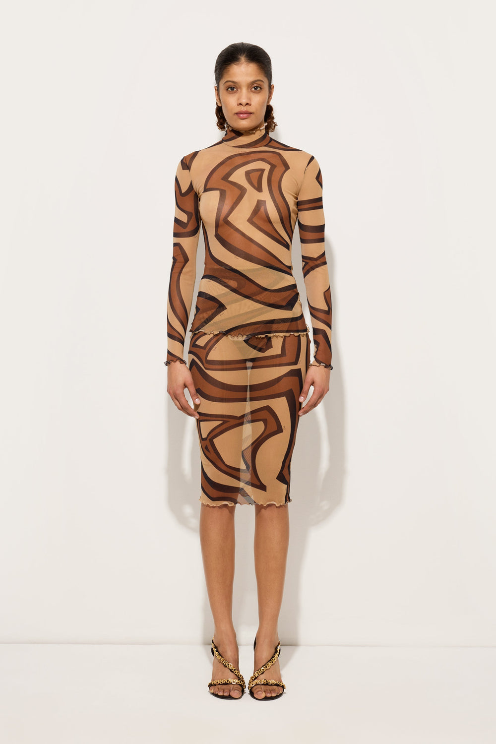 Pucci Labirinto Print Midi Skirt in Tulle