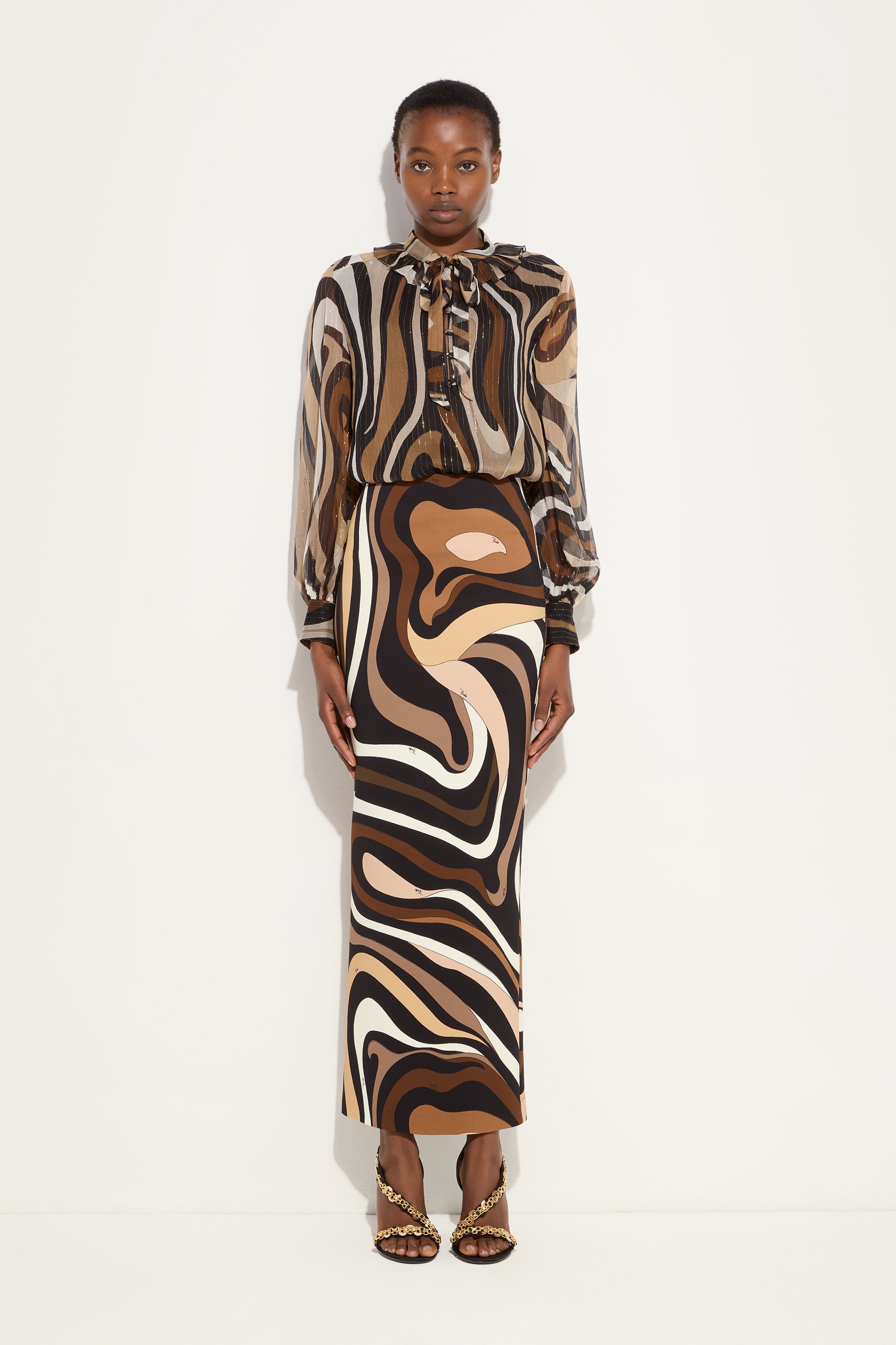 Pucci Marmo Print High Waist Skirt