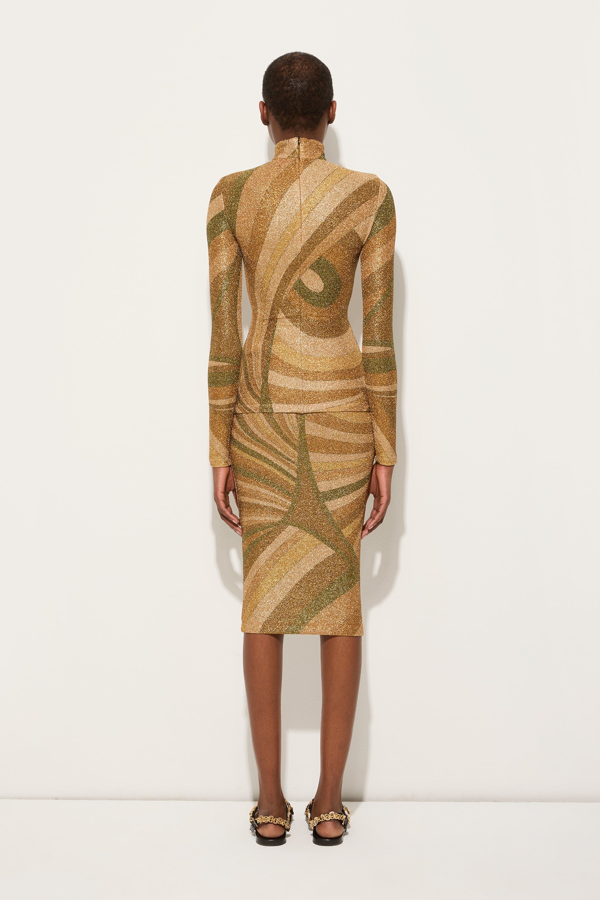 Pucci Iride Print Lamé Jersey Midi Skirt