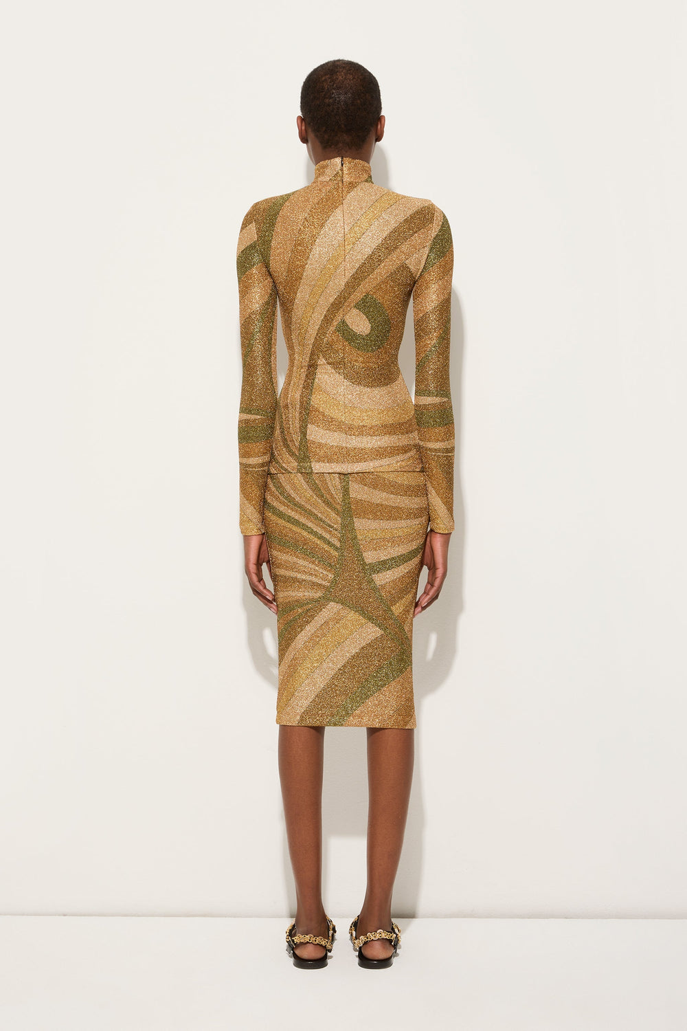 Pucci Iride Print Lamé Jersey Midi Skirt