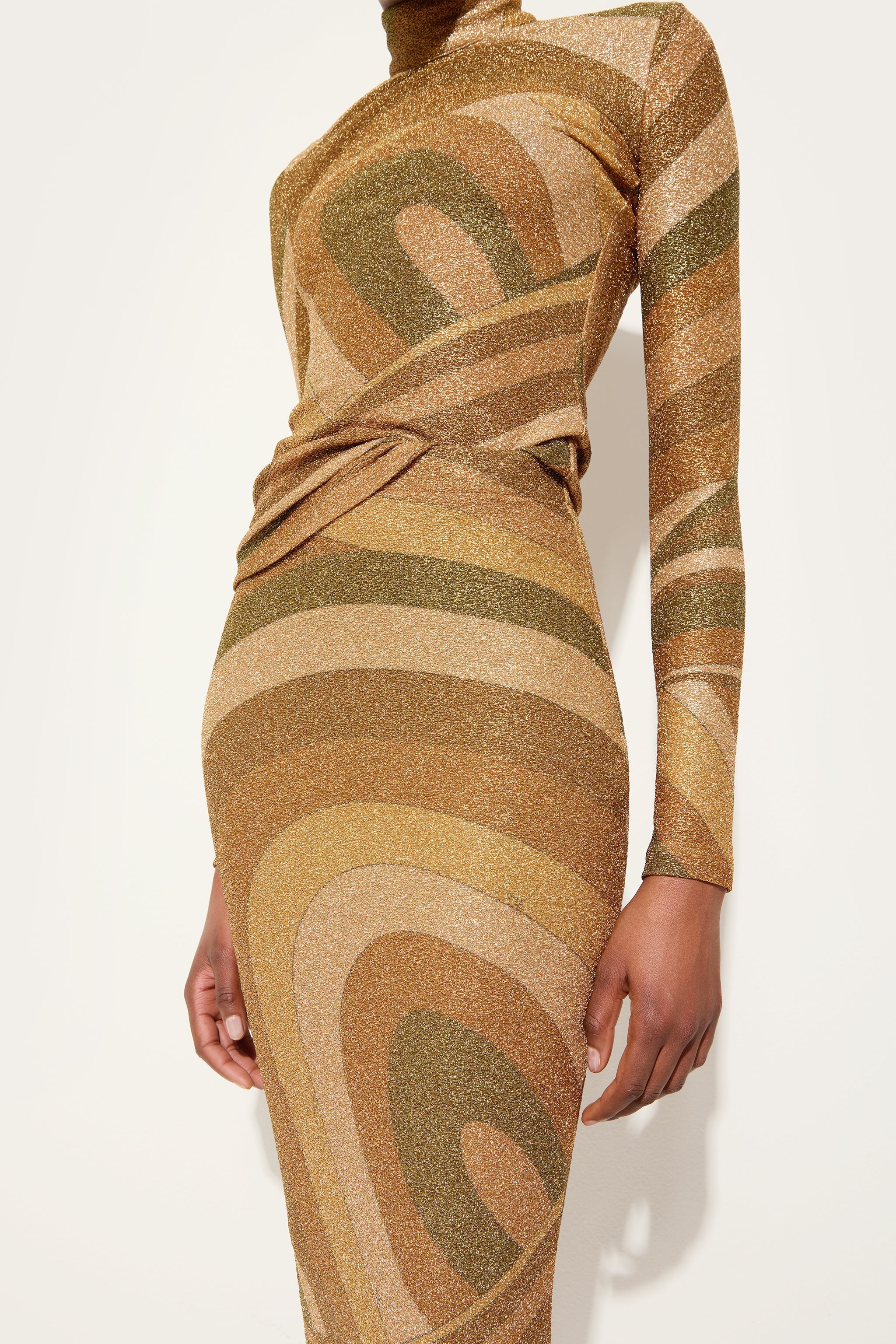 Pucci Iride Print Lamé Jersey Midi Skirt