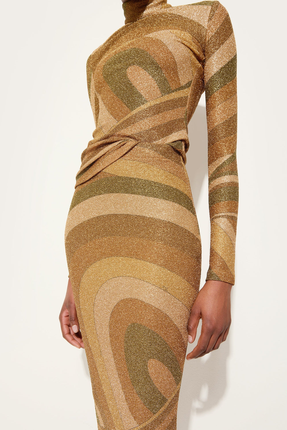 Pucci Iride Print Lamé Jersey Midi Skirt