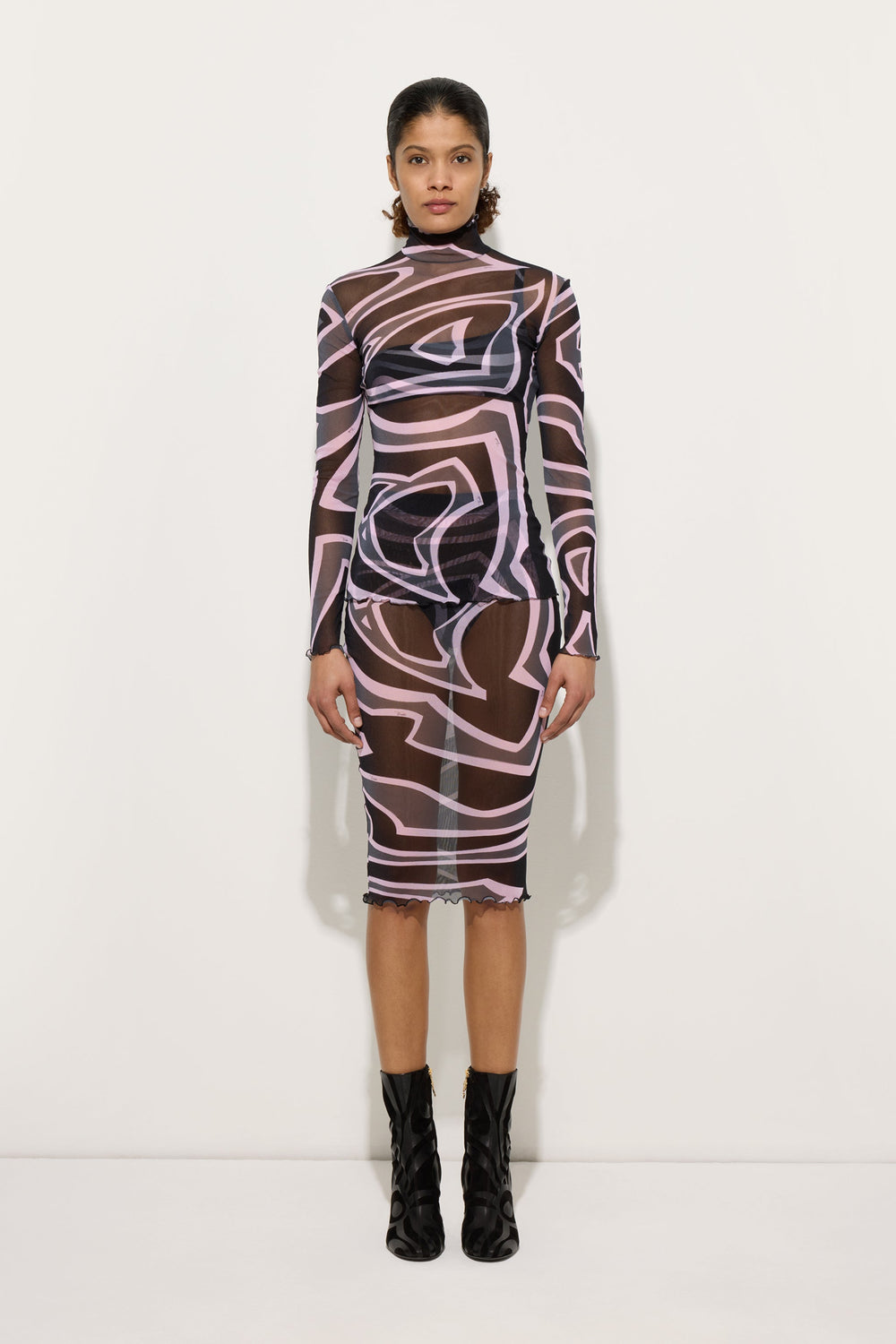 Pucci Labirinto Print Midi Skirt in tulle