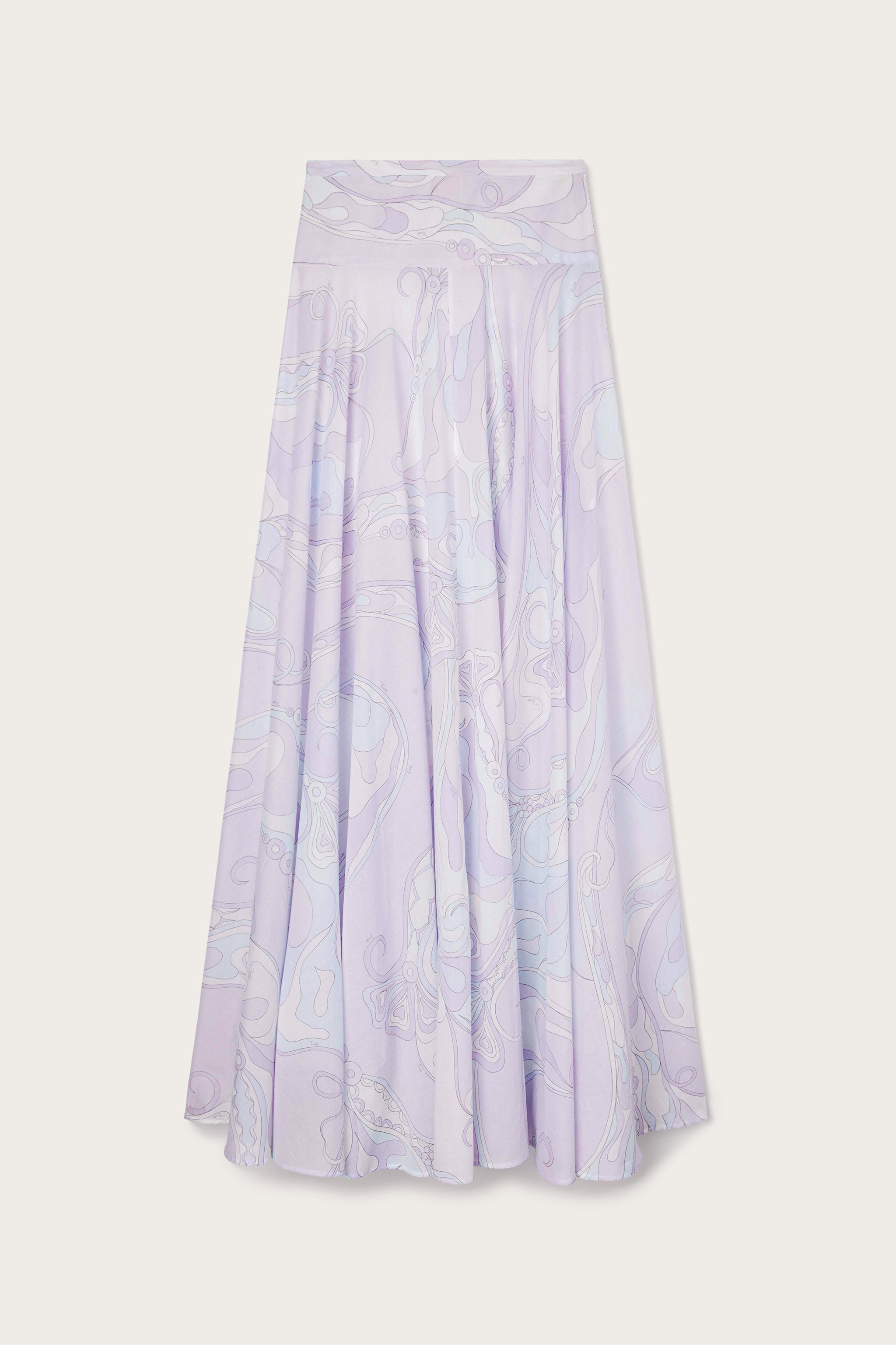 Pucci Orchidee Print Long Cotton Skirt