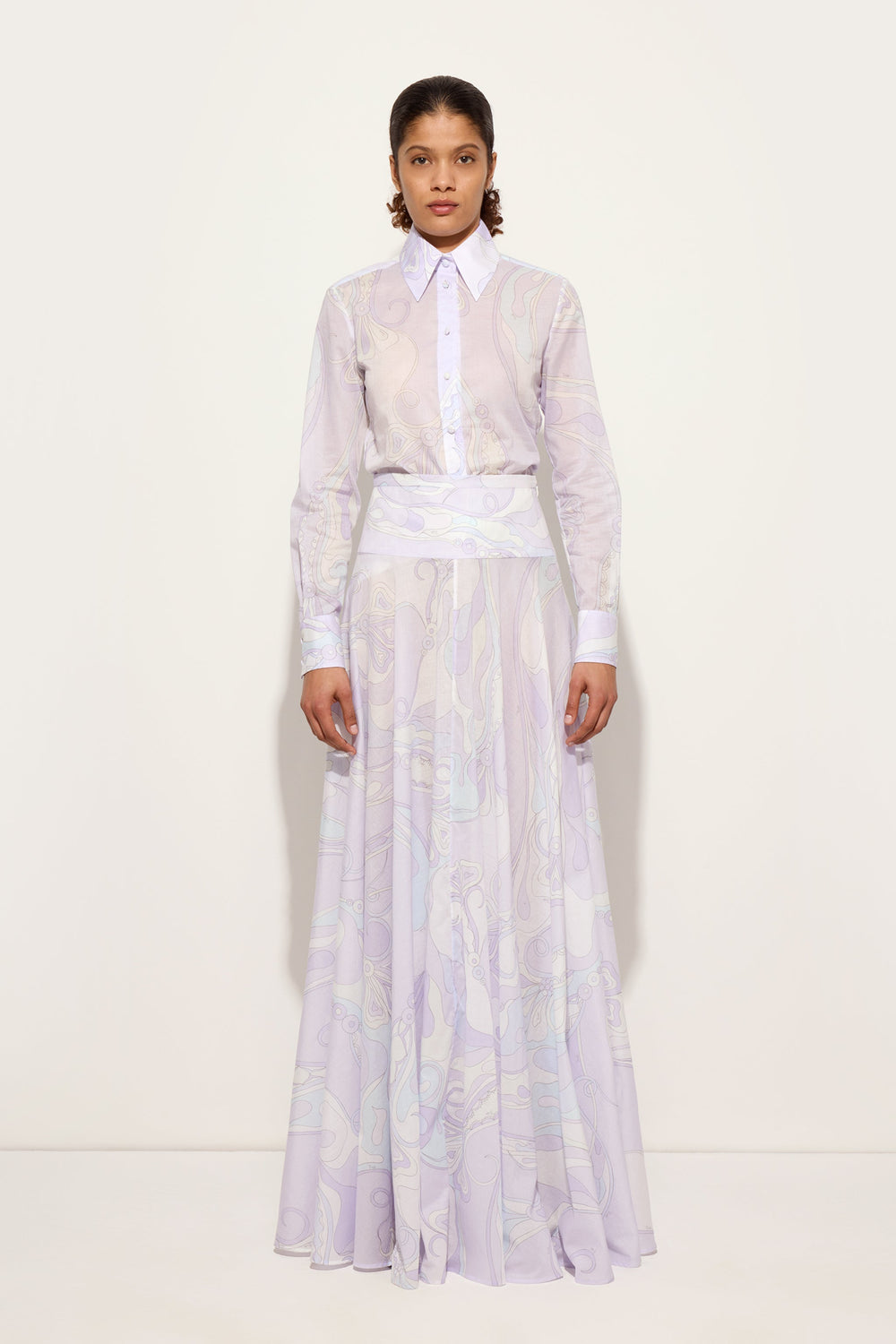 Pucci Orchidee Print Long Cotton Skirt