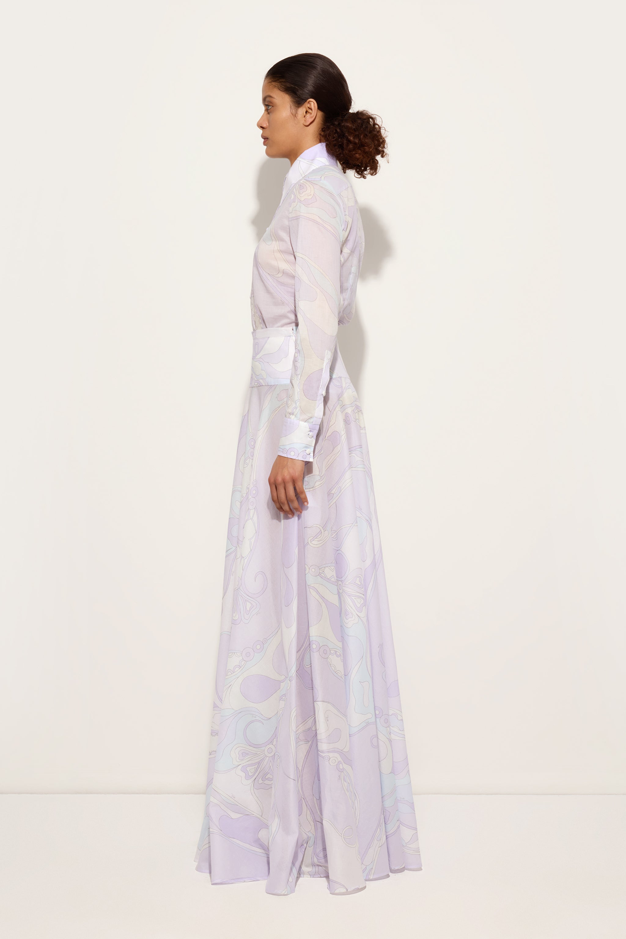 Pucci Orchidee Print Long Cotton Skirt