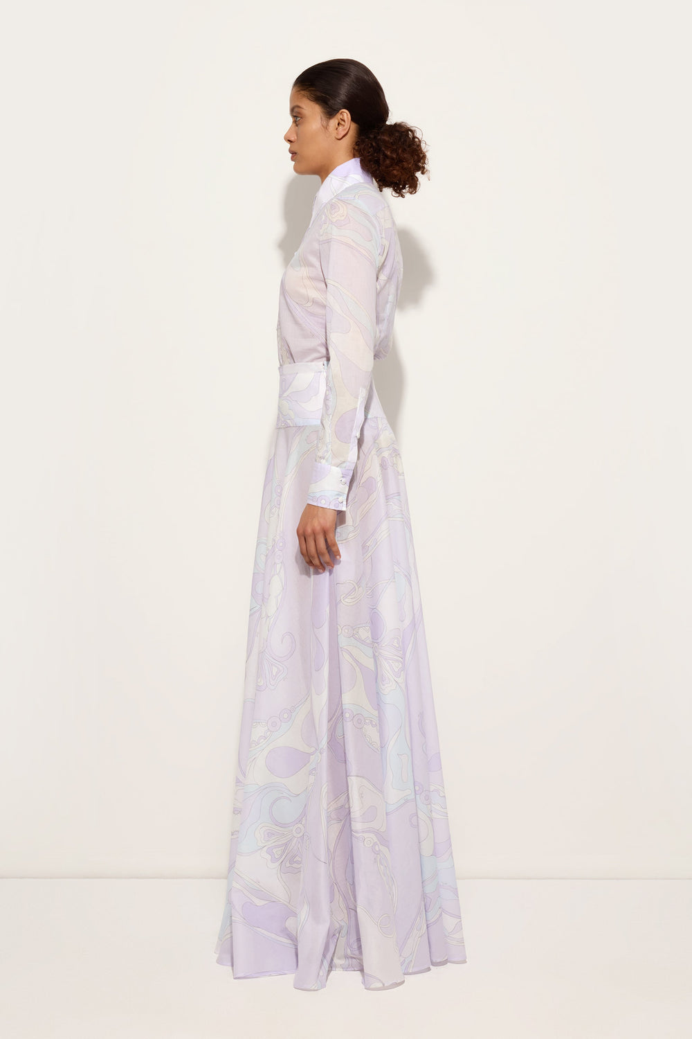 Pucci Orchidee Print Long Cotton Skirt