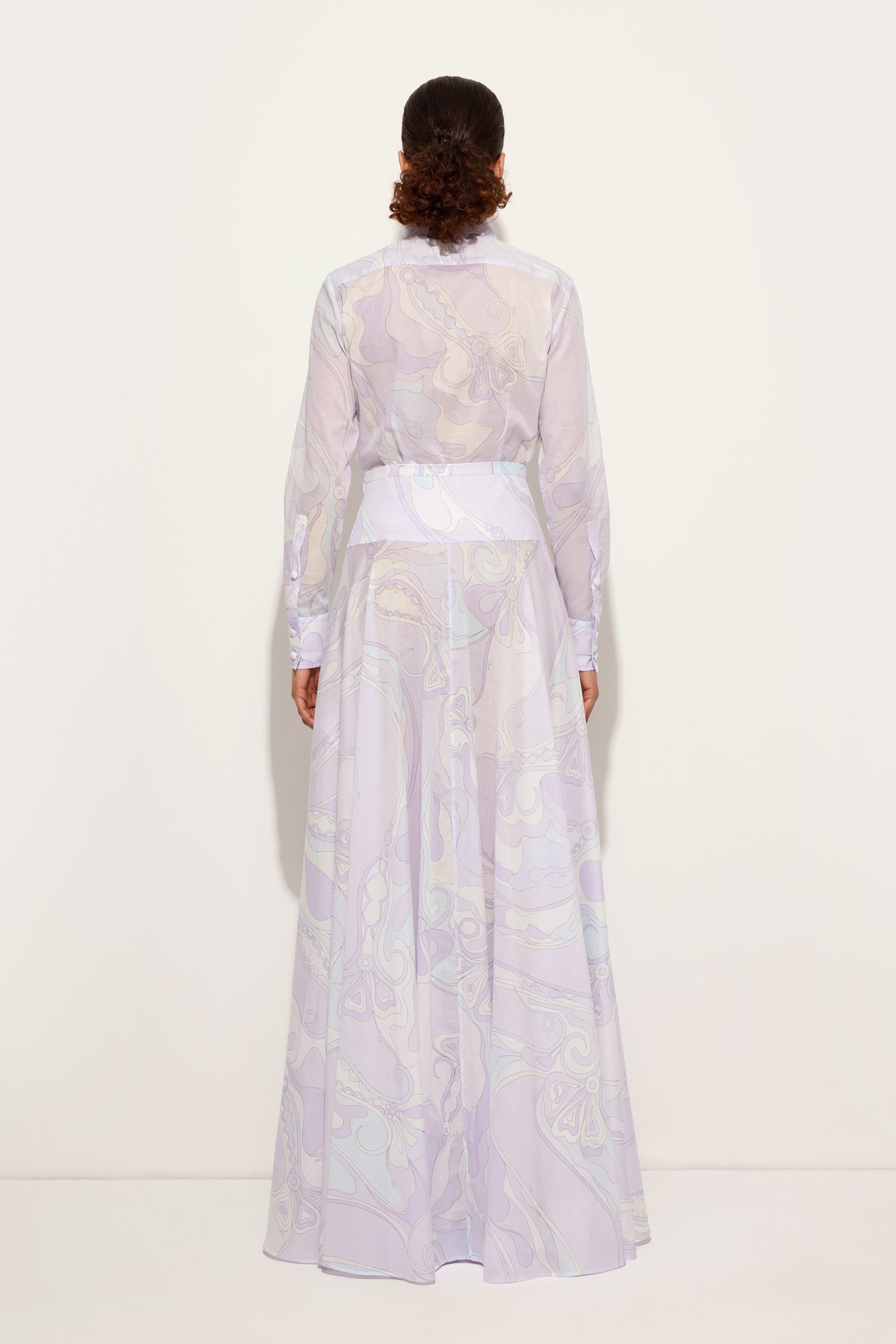Pucci Orchidee Print Long Cotton Skirt