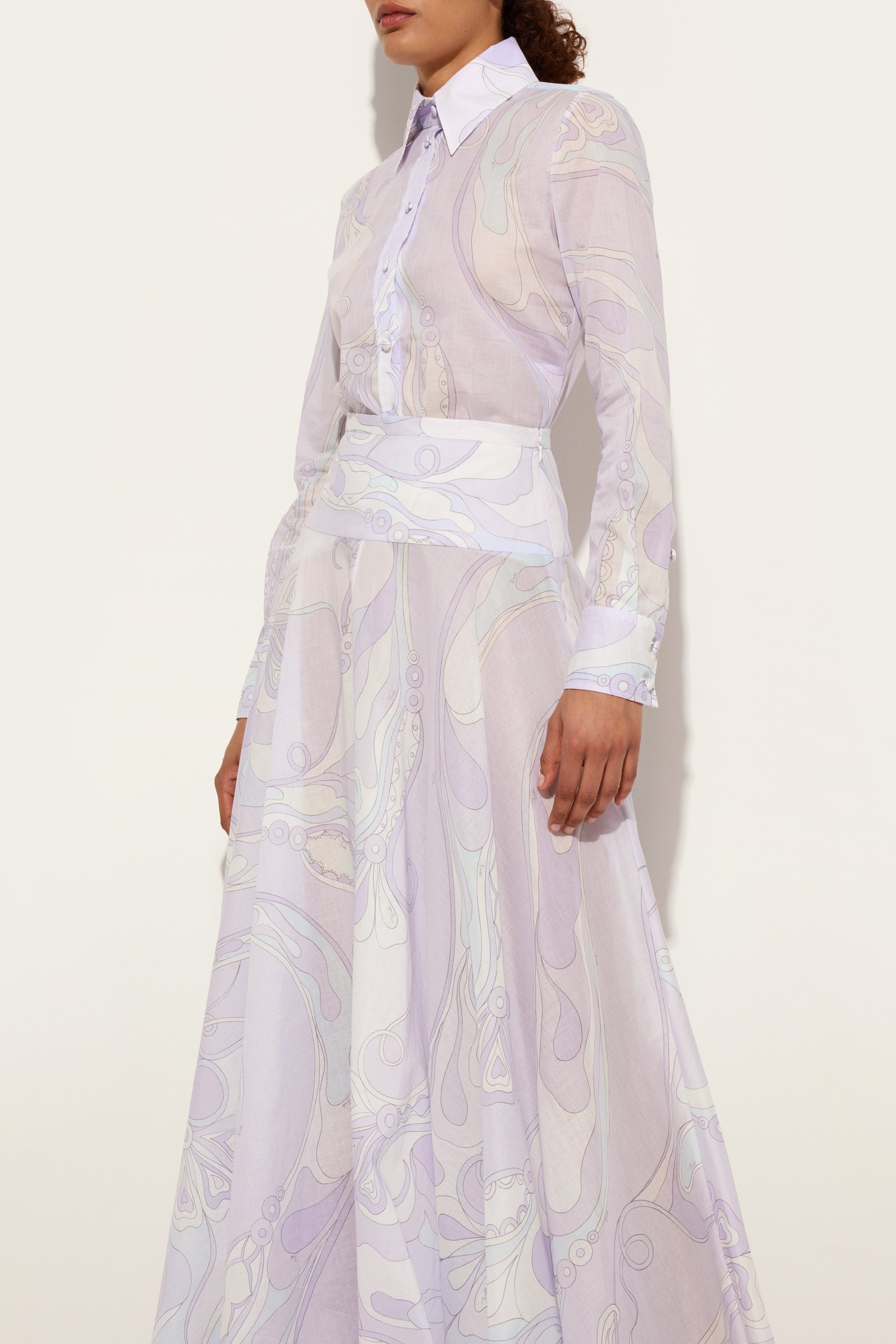 Pucci Orchidee Print Long Cotton Skirt